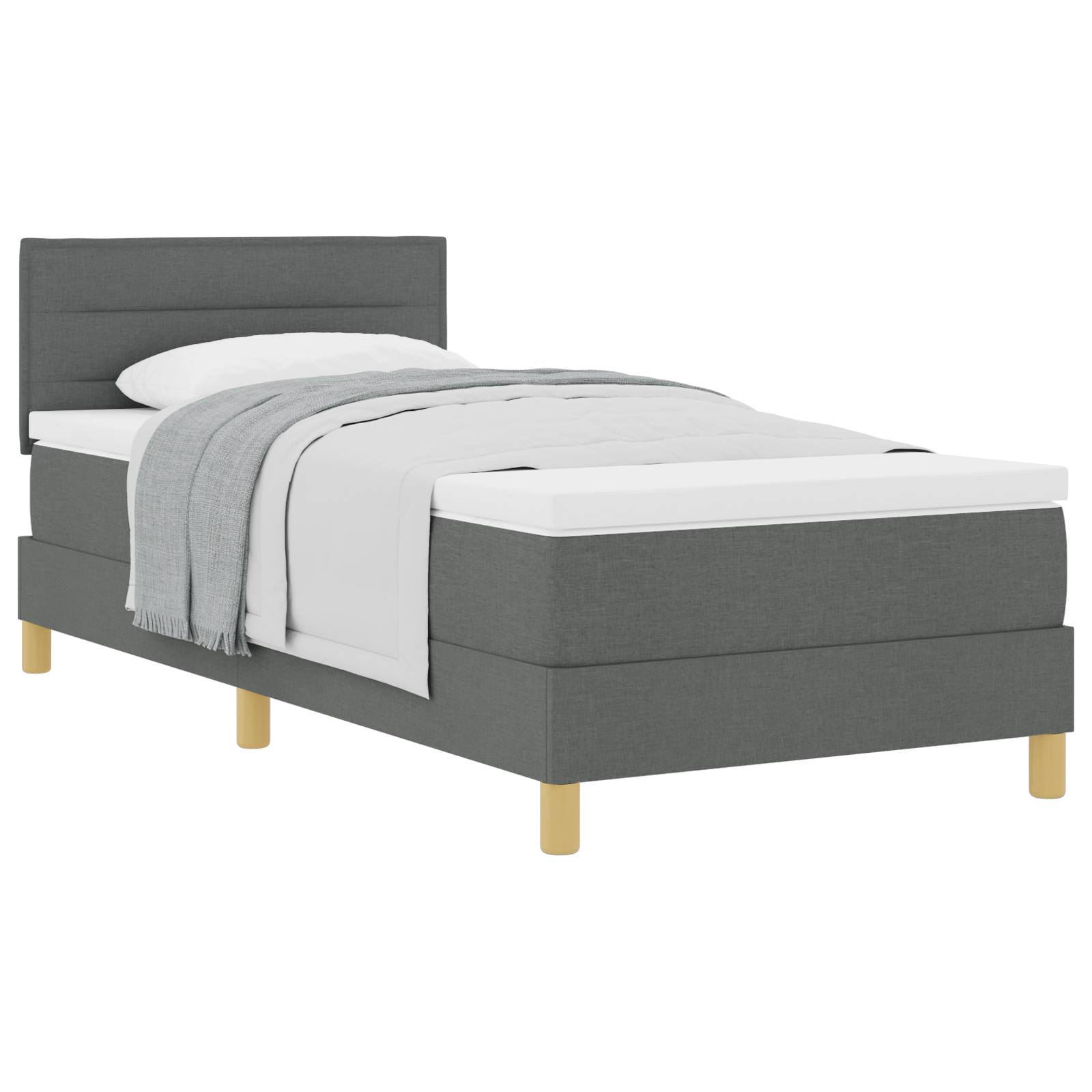 vidaXL Boxspringbett mit Matratze Dunkelgrau 90x190 cm Stoff