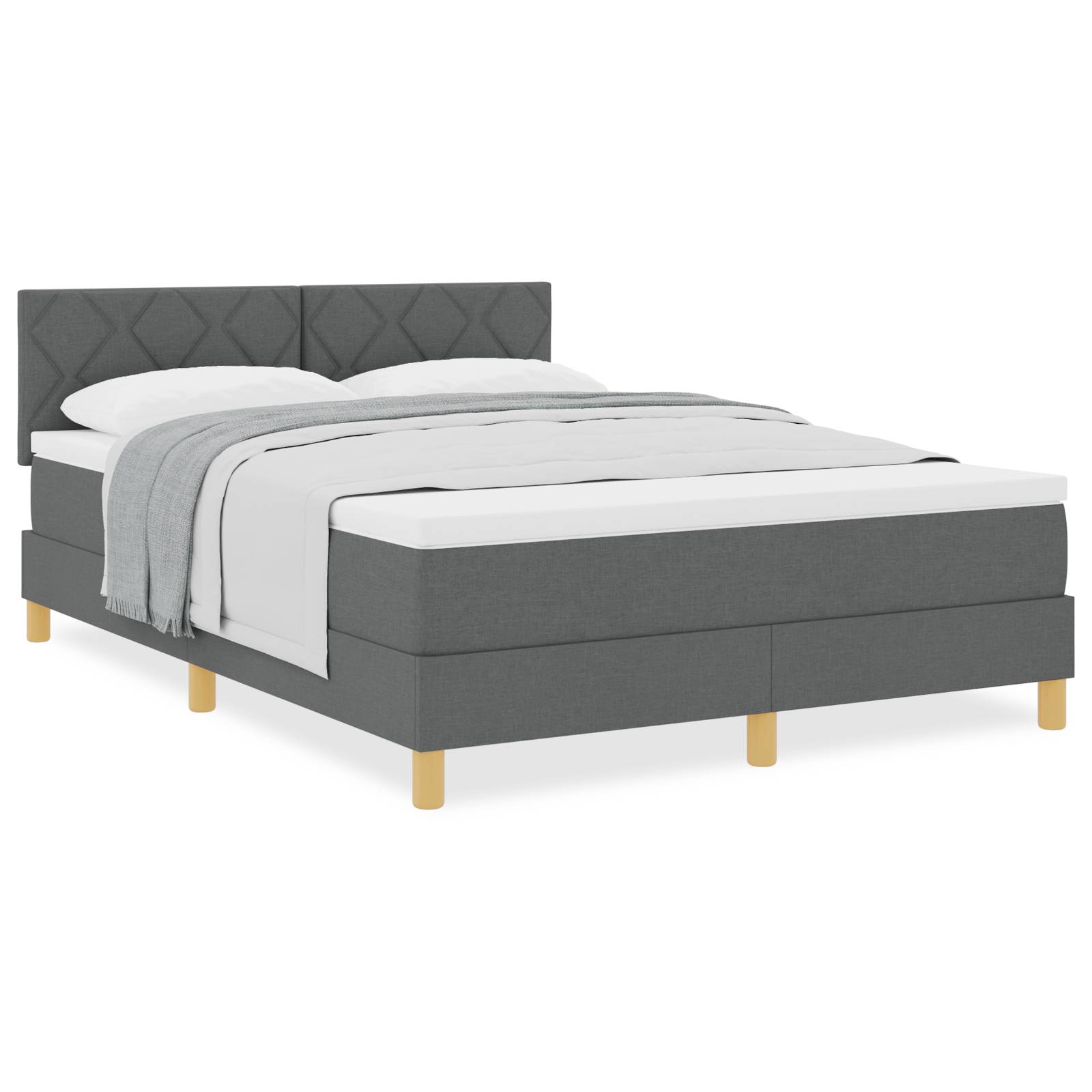 vidaXL Boxspringbett mit Matratze Dunkelgrau 160x200 cm Stoff