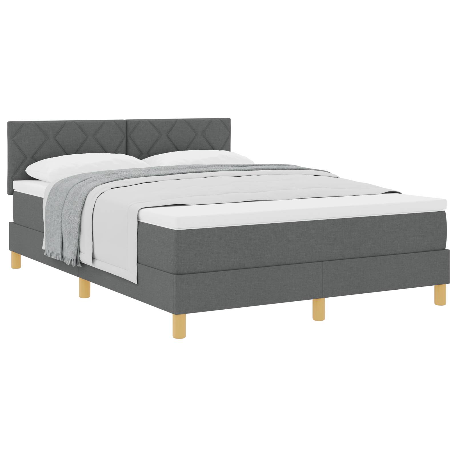 vidaXL Boxspringbett mit Matratze Dunkelgrau 160x200 cm Stoff