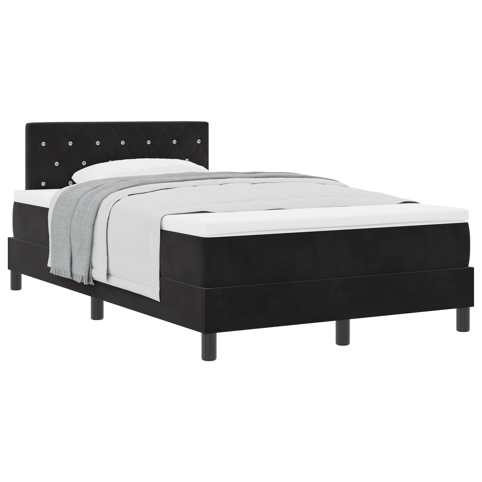 vidaXL Boxspringbett mit Matratze Schwarz Samt