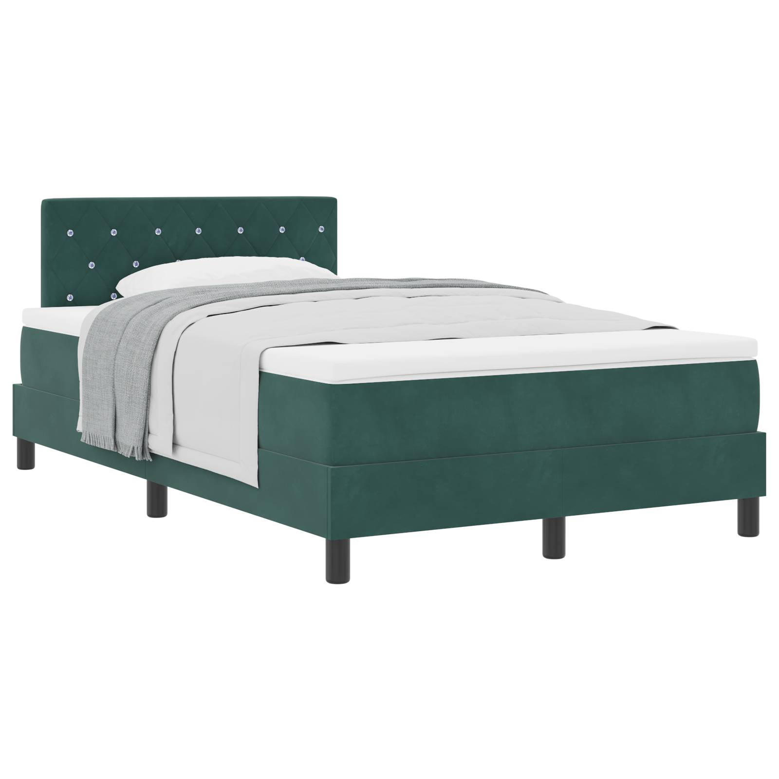 vidaXL Boxspringbett mit Matratze Dunkelgrün Samt