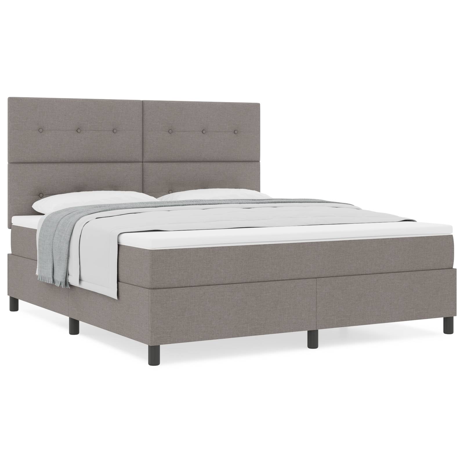 vidaXL Boxspringbett mit Matratze Taupe Super King Stoff