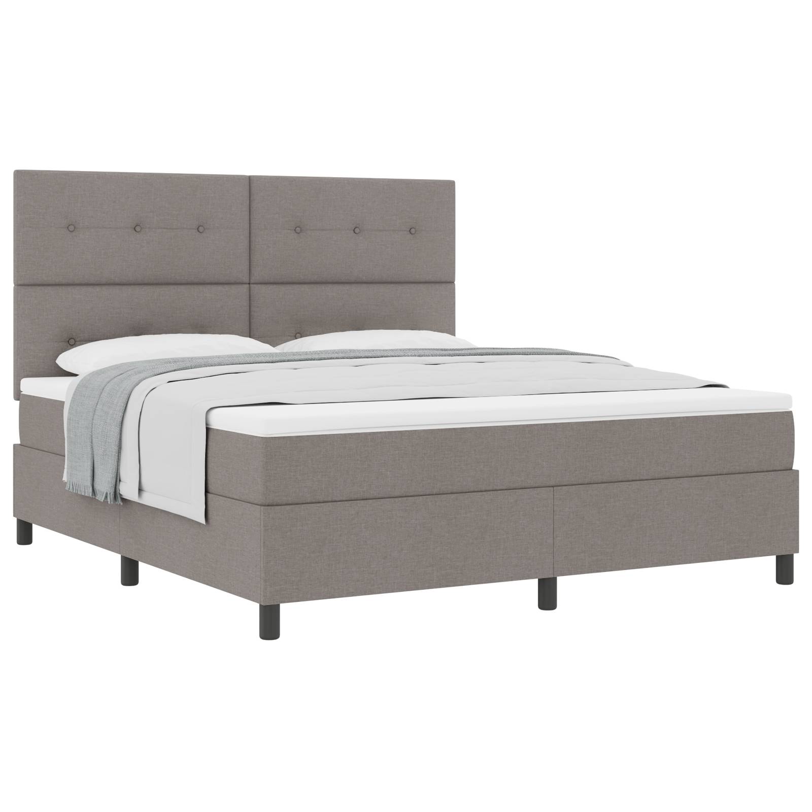 vidaXL Boxspringbett mit Matratze Taupe Super King Stoff