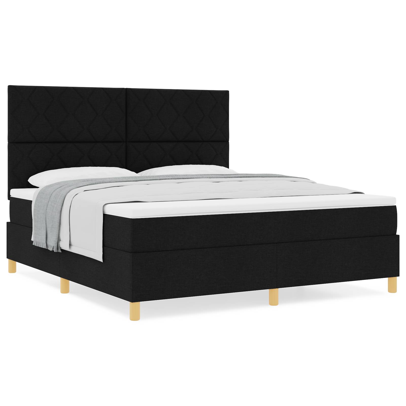vidaXL Boxspringbett mit Matratze Schwarz Super-King Stoff