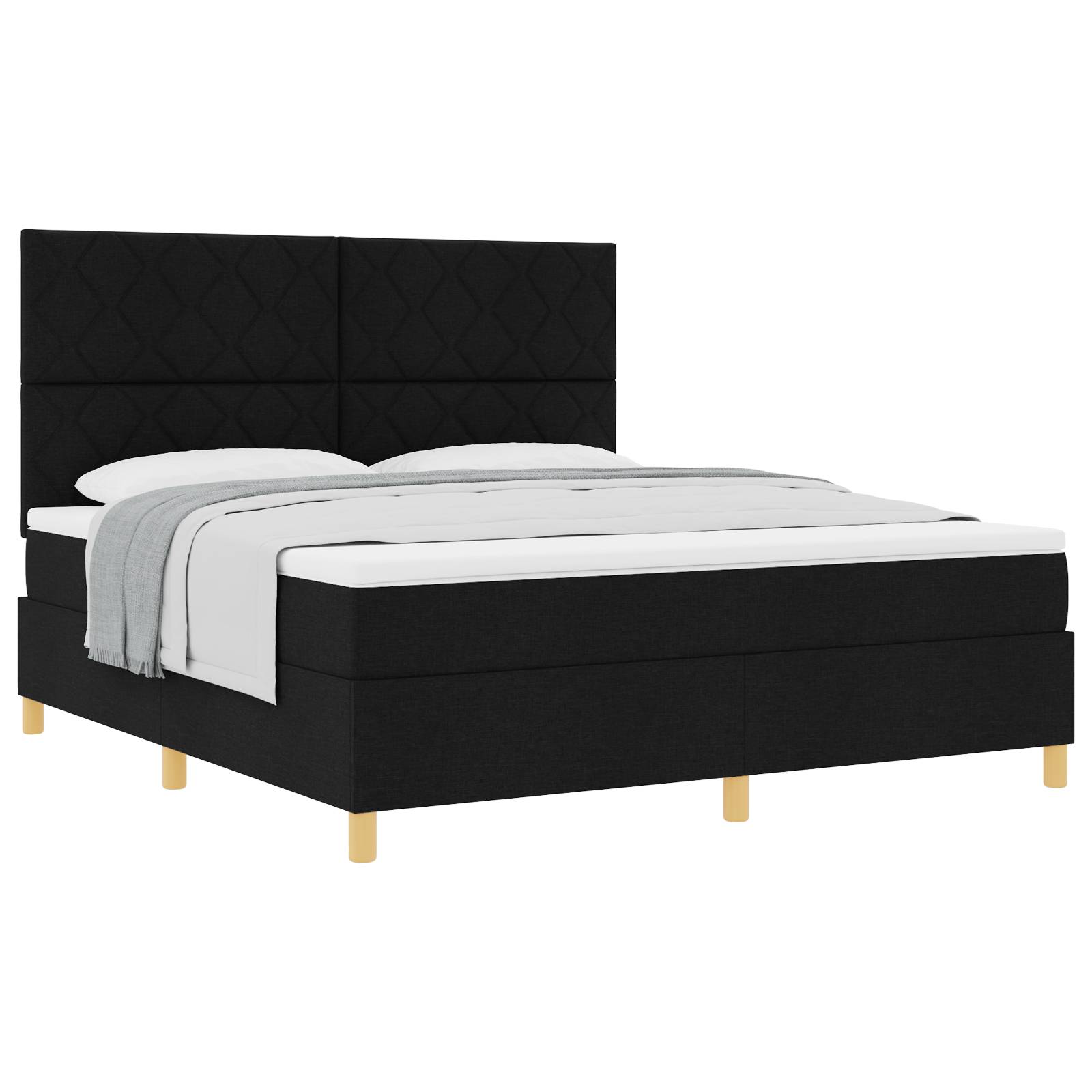 vidaXL Boxspringbett mit Matratze Schwarz Super-King Stoff