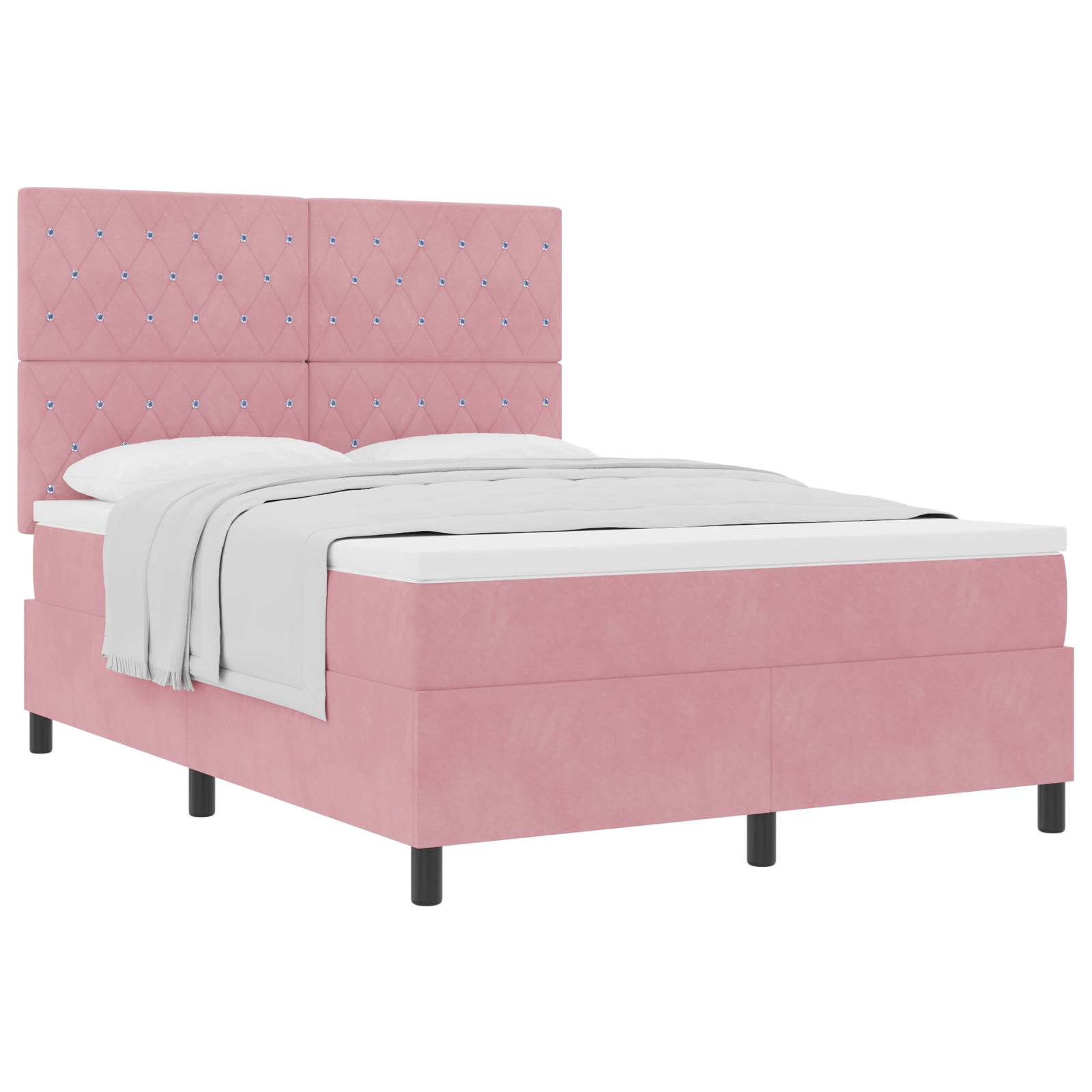 vidaXL Boxspringbett mit Matratze Rosa 140x190 cm Samt