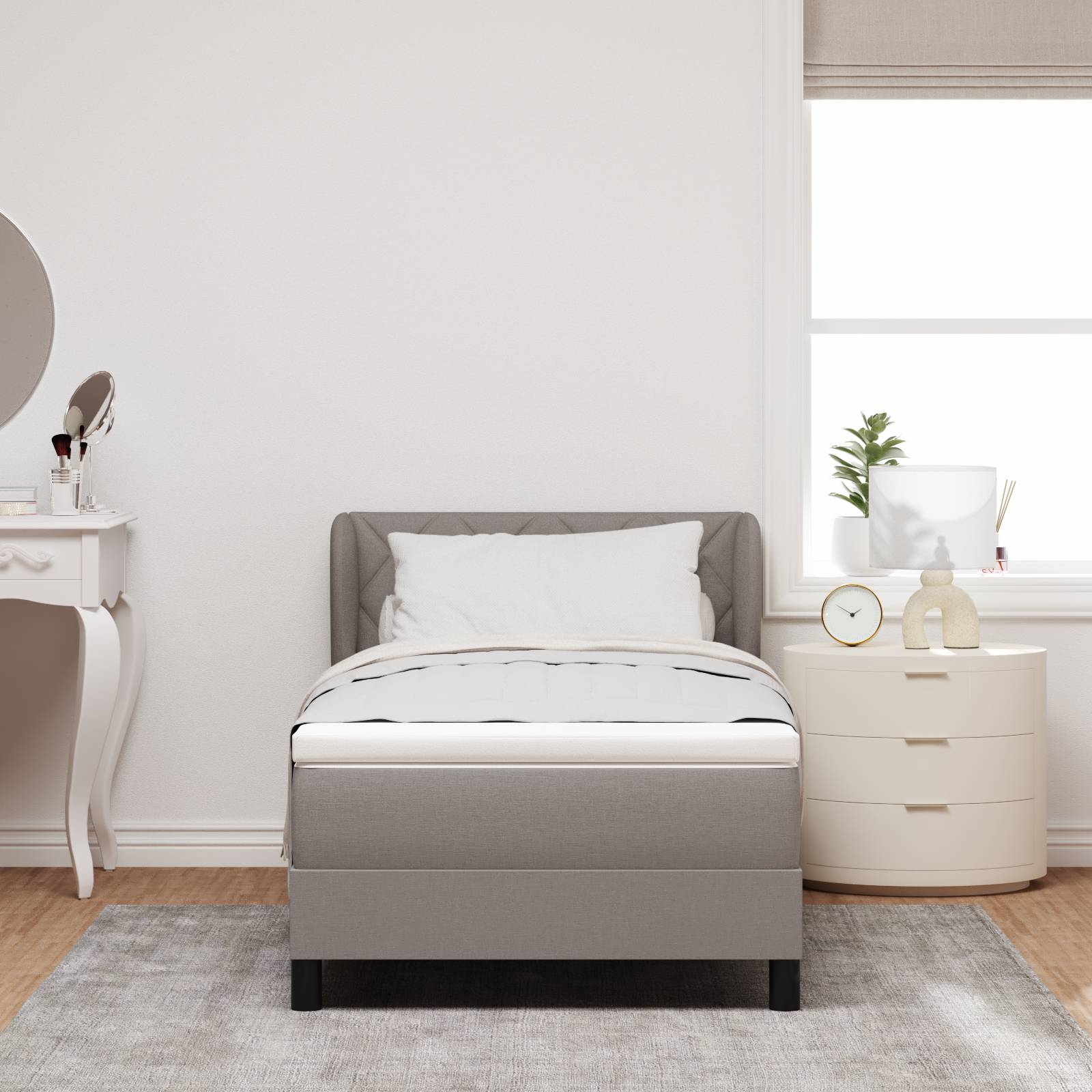 vidaXL Boxspringbett mit Matratze Taupe 90x200 cm Stoff