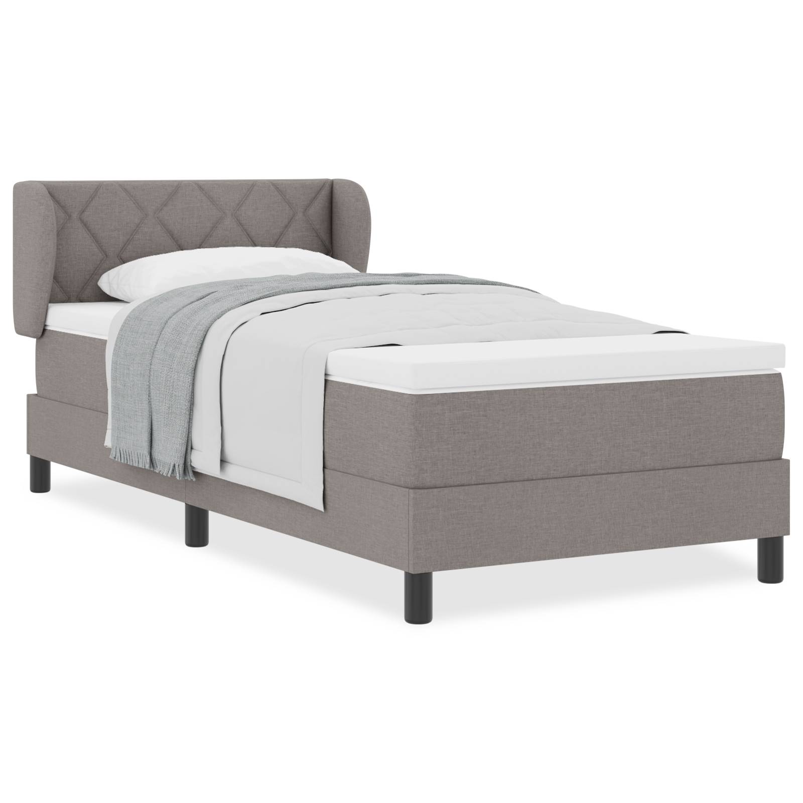 vidaXL Boxspringbett mit Matratze Taupe 90x200 cm Stoff