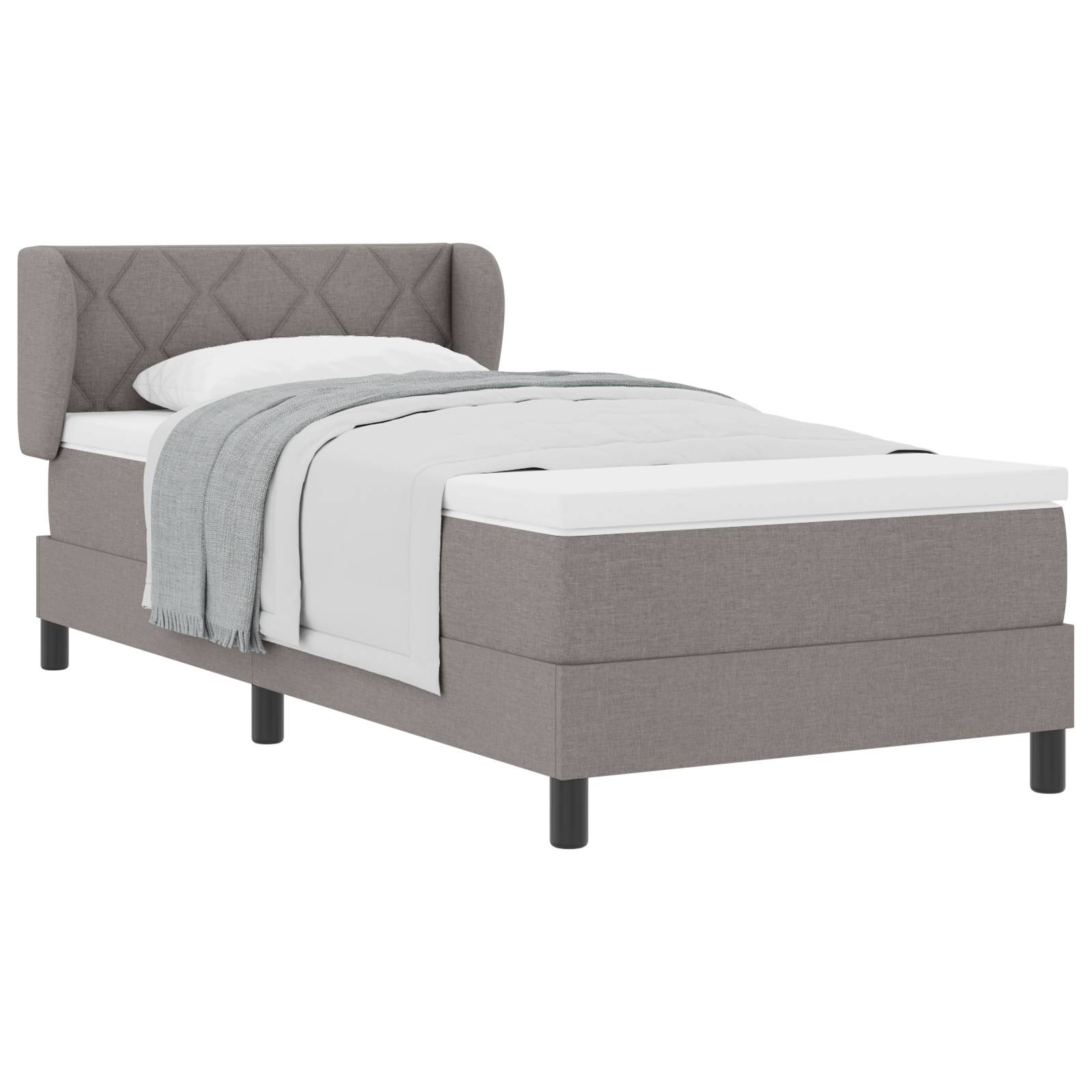 vidaXL Boxspringbett mit Matratze Taupe 90x200 cm Stoff