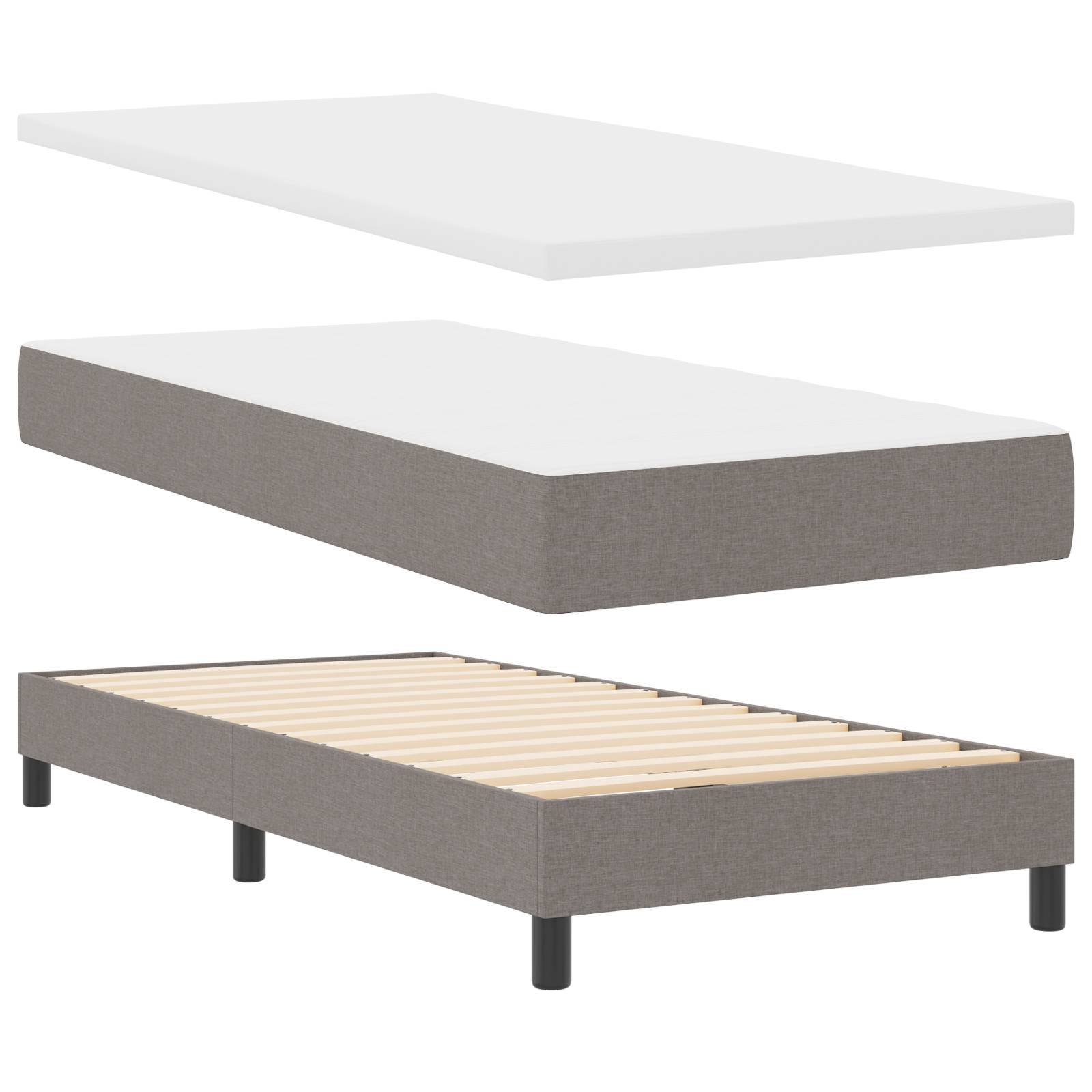 vidaXL Boxspringbett mit Matratze in Taupe, 160x200 cm Stoff