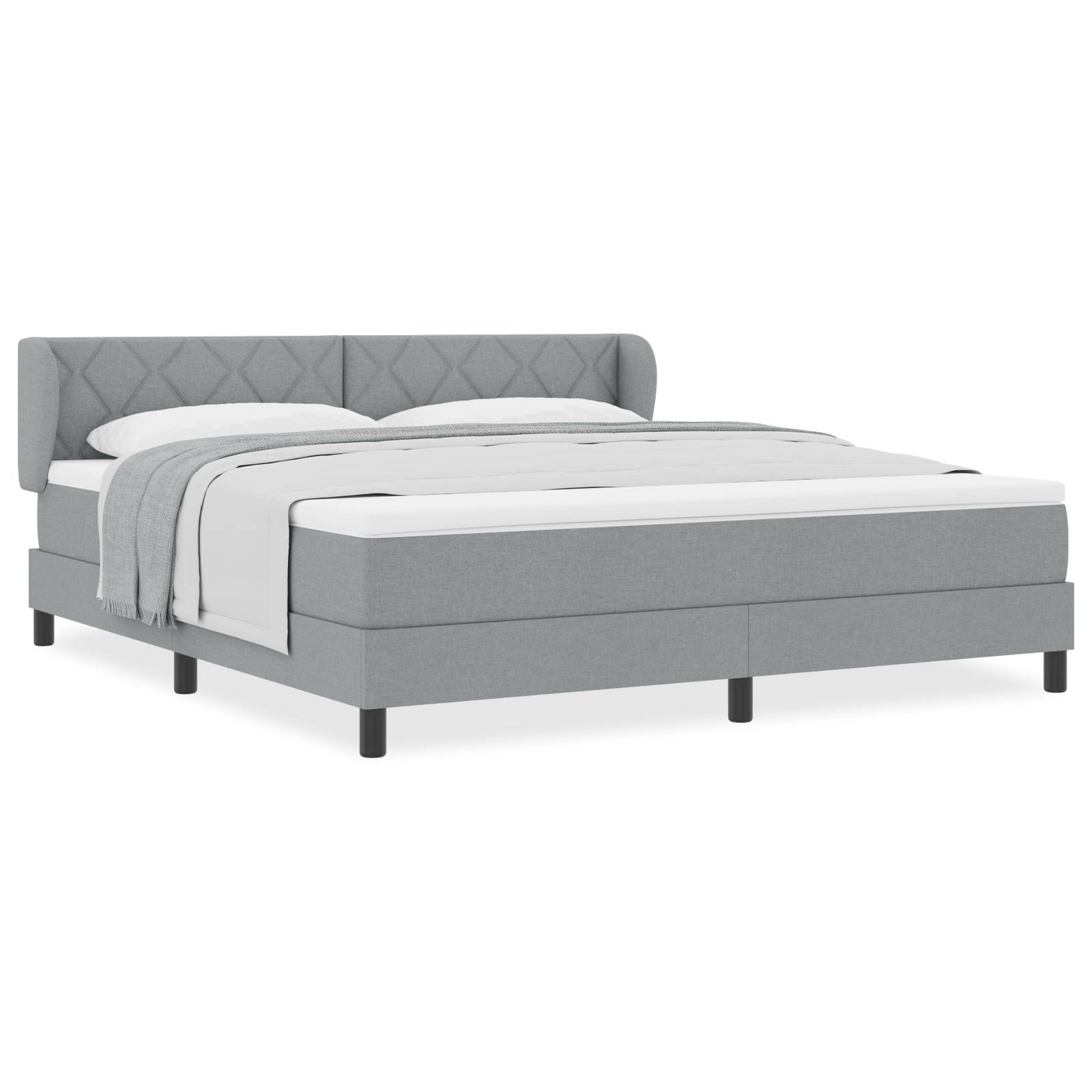 vidaXL Boxspringbett mit Matratze Hellgrau 180x200 cm Stoff