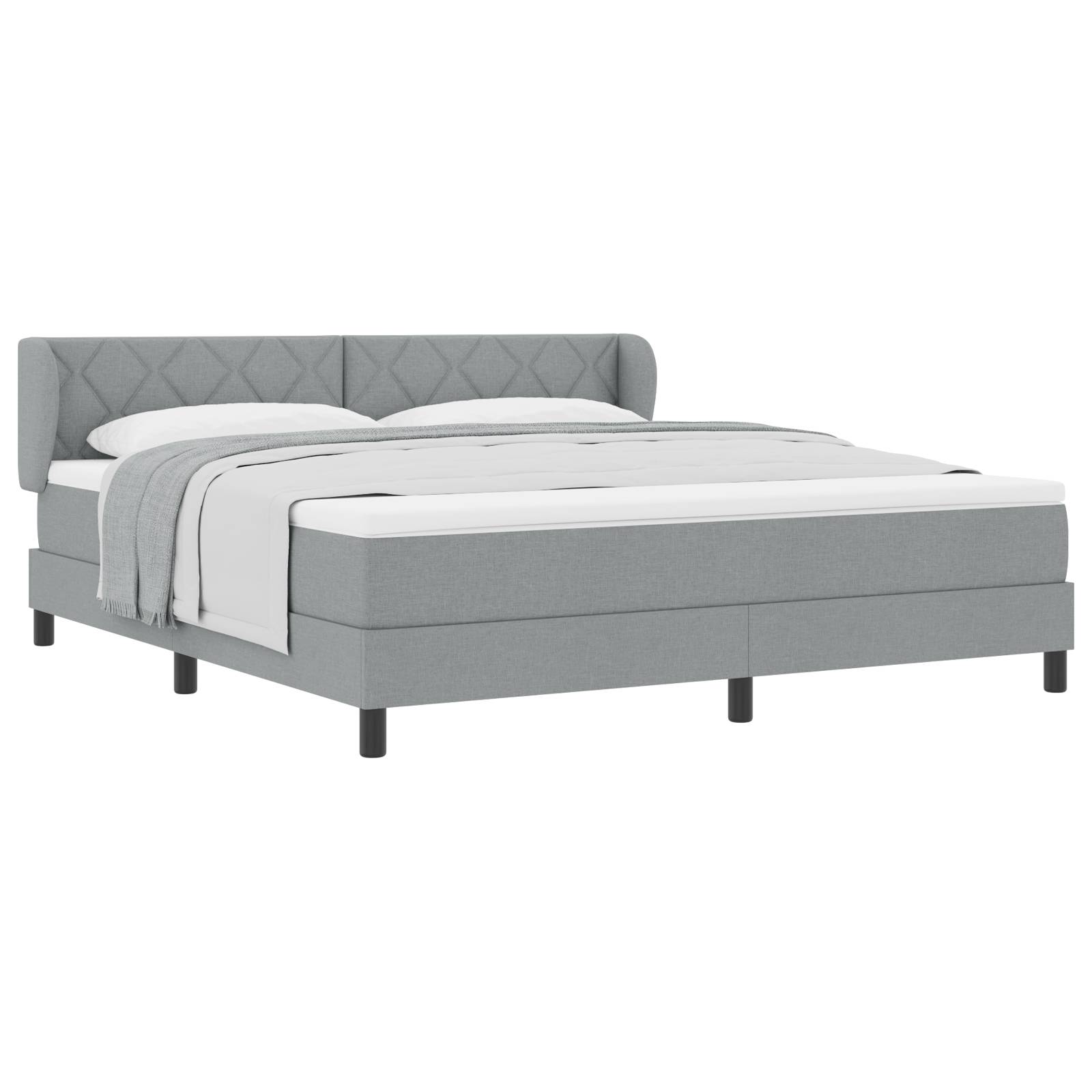 vidaXL Boxspringbett mit Matratze Hellgrau 180x200 cm Stoff