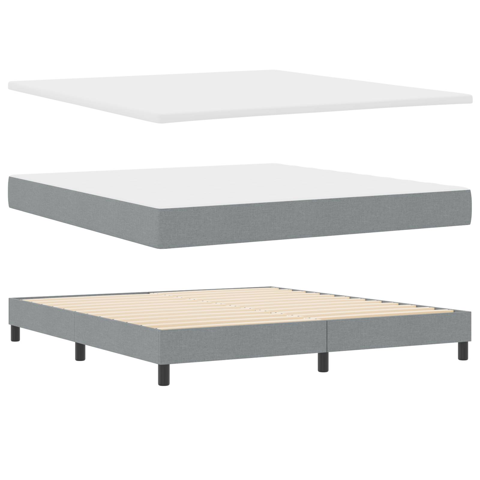 vidaXL Boxspringbett mit Matratze Hellgrau 180x200 cm Stoff