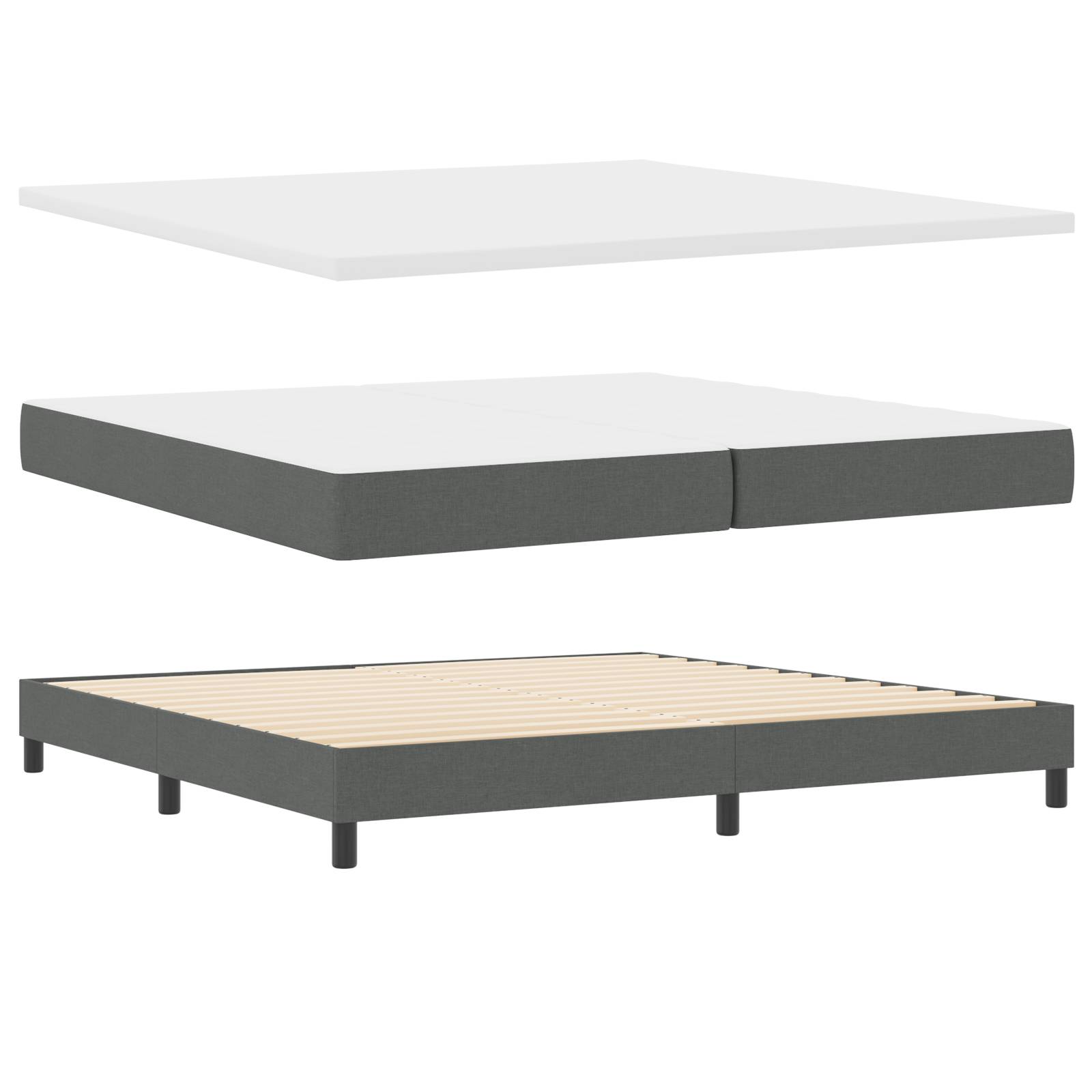 vidaXL Boxspringbett mit Matratze Dunkelgrau 200x200 cm Stoff