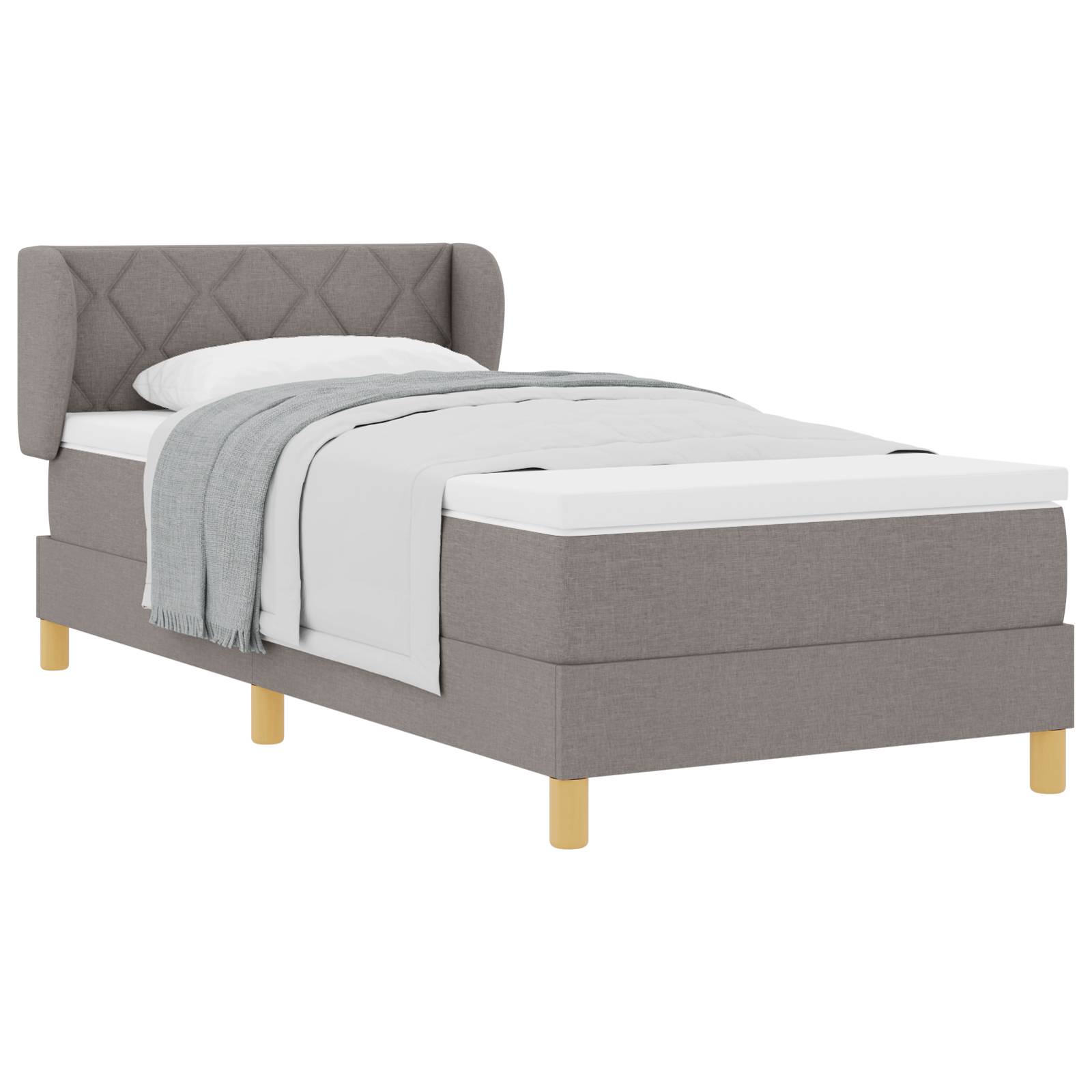 vidaXL Boxspringbett mit Matratze Taupe 100x200 cm Stoff