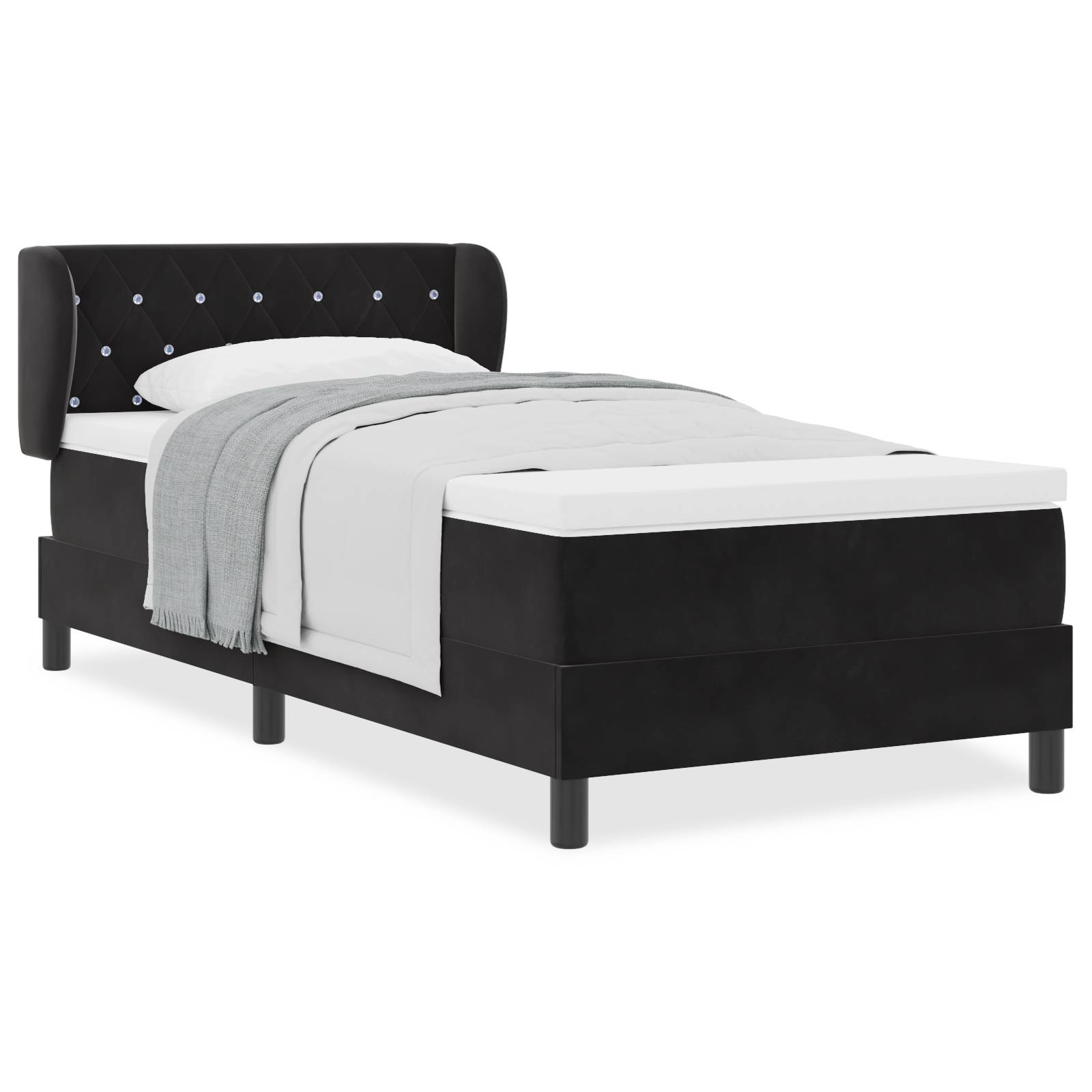 vidaXL Boxspringbett mit Matratze Schwarz 90x190 cm Samt