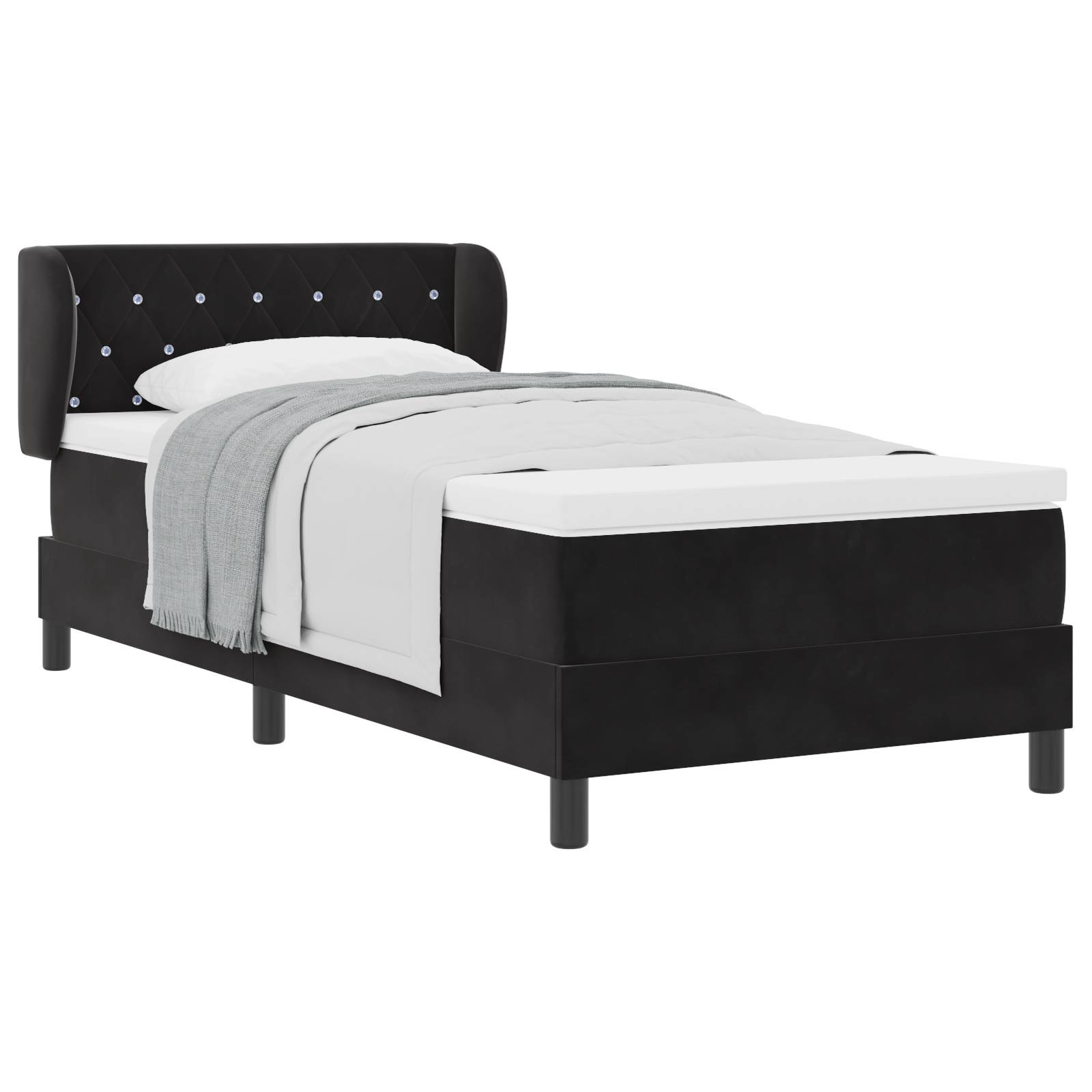 vidaXL Boxspringbett mit Matratze Schwarz 100x200 cm Samt