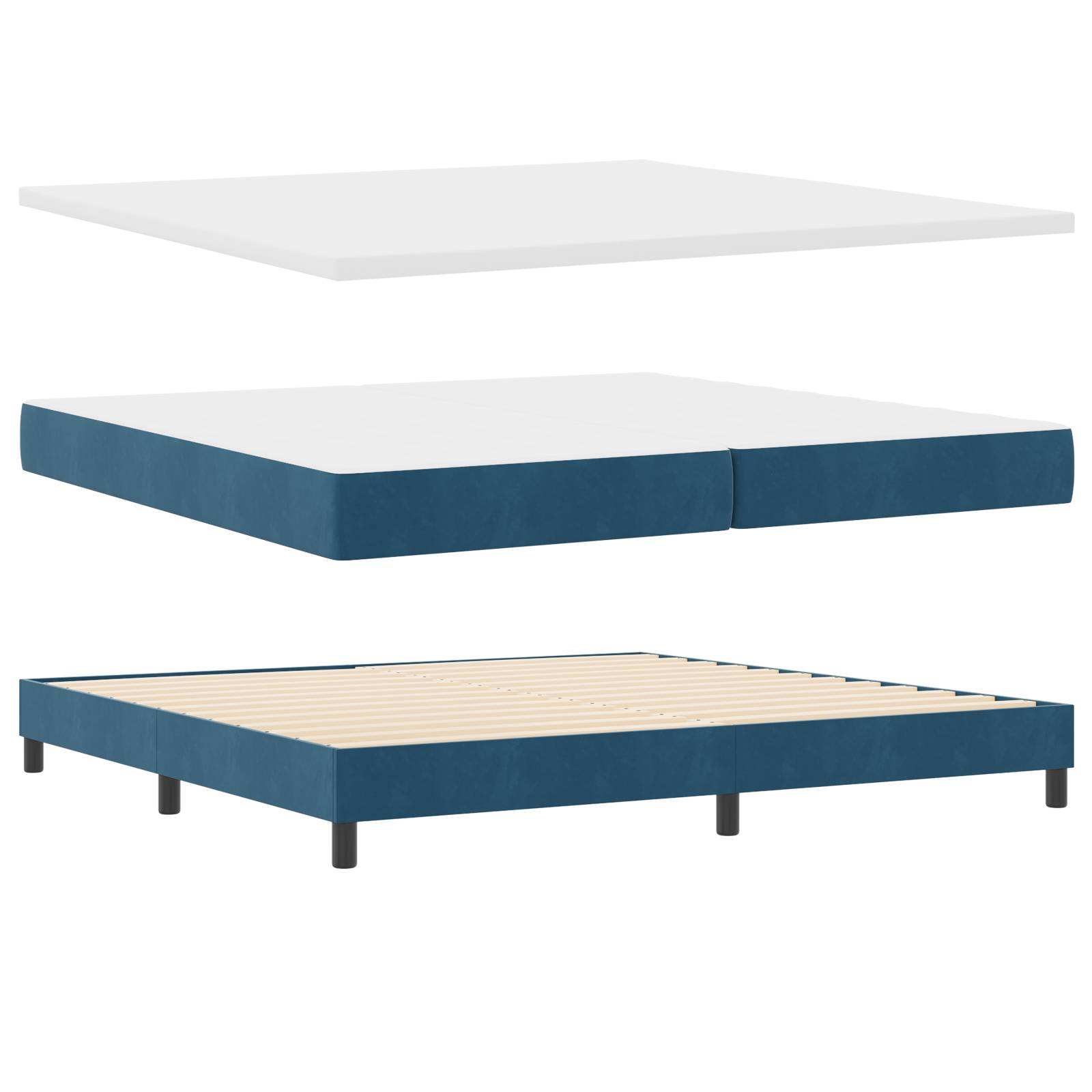 vidaXL Boxspringbett mit Matratze Dunkelblau 200x200 cm Samt