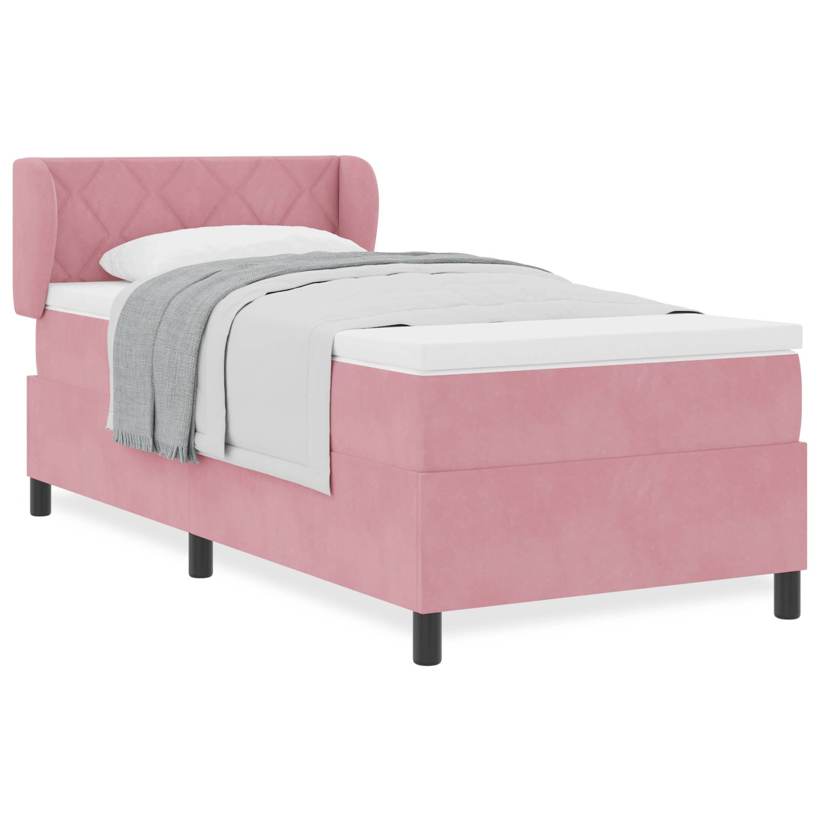 vidaXL Boxspringbett mit Matratze Rosa 90x190 cm Samt