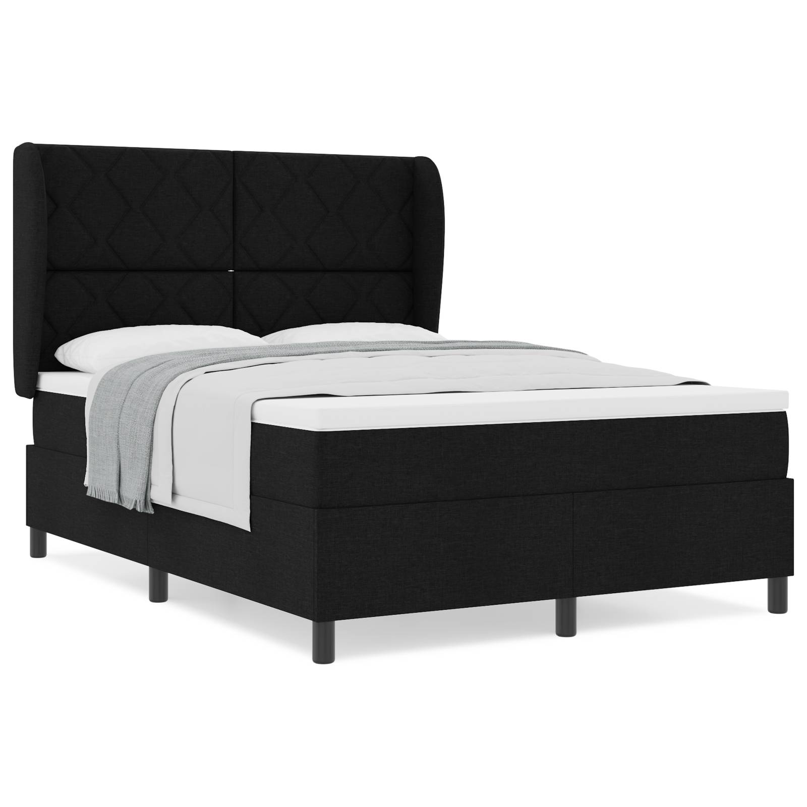 vidaXL Boxspringbett mit Matratze Schwarz 160x200 cm Stoff