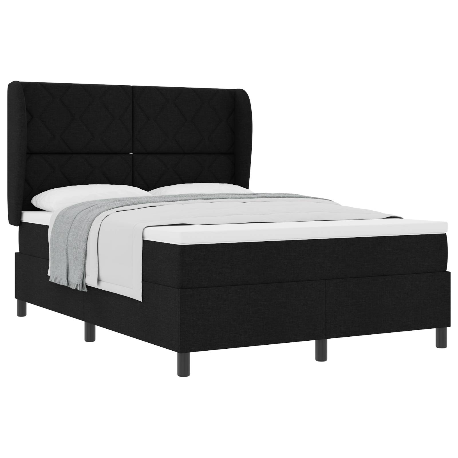vidaXL Boxspringbett mit Matratze Schwarz 160x200 cm Stoff