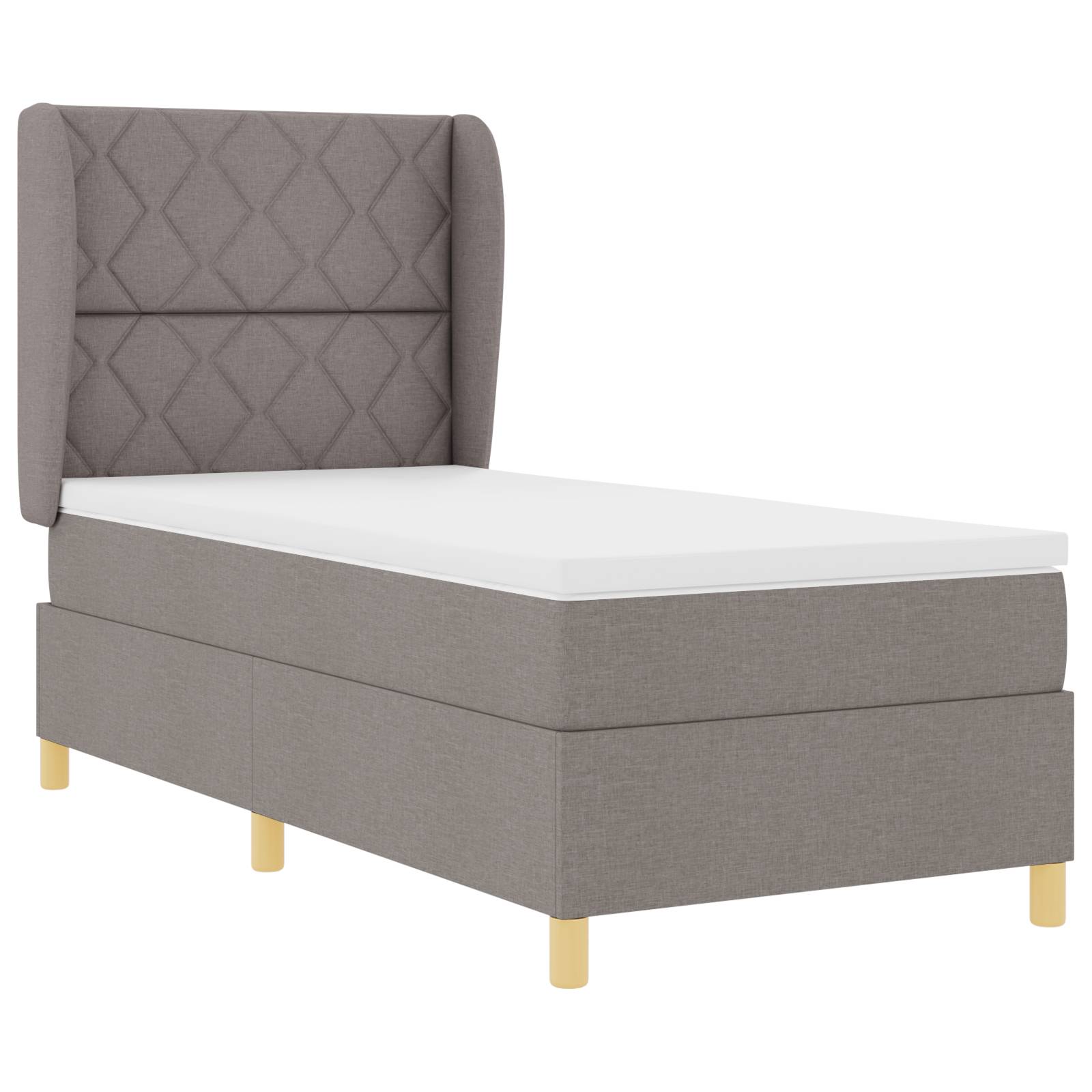vidaXL Boxspringbett mit Matratze Taupe 90x190 cm Stoff