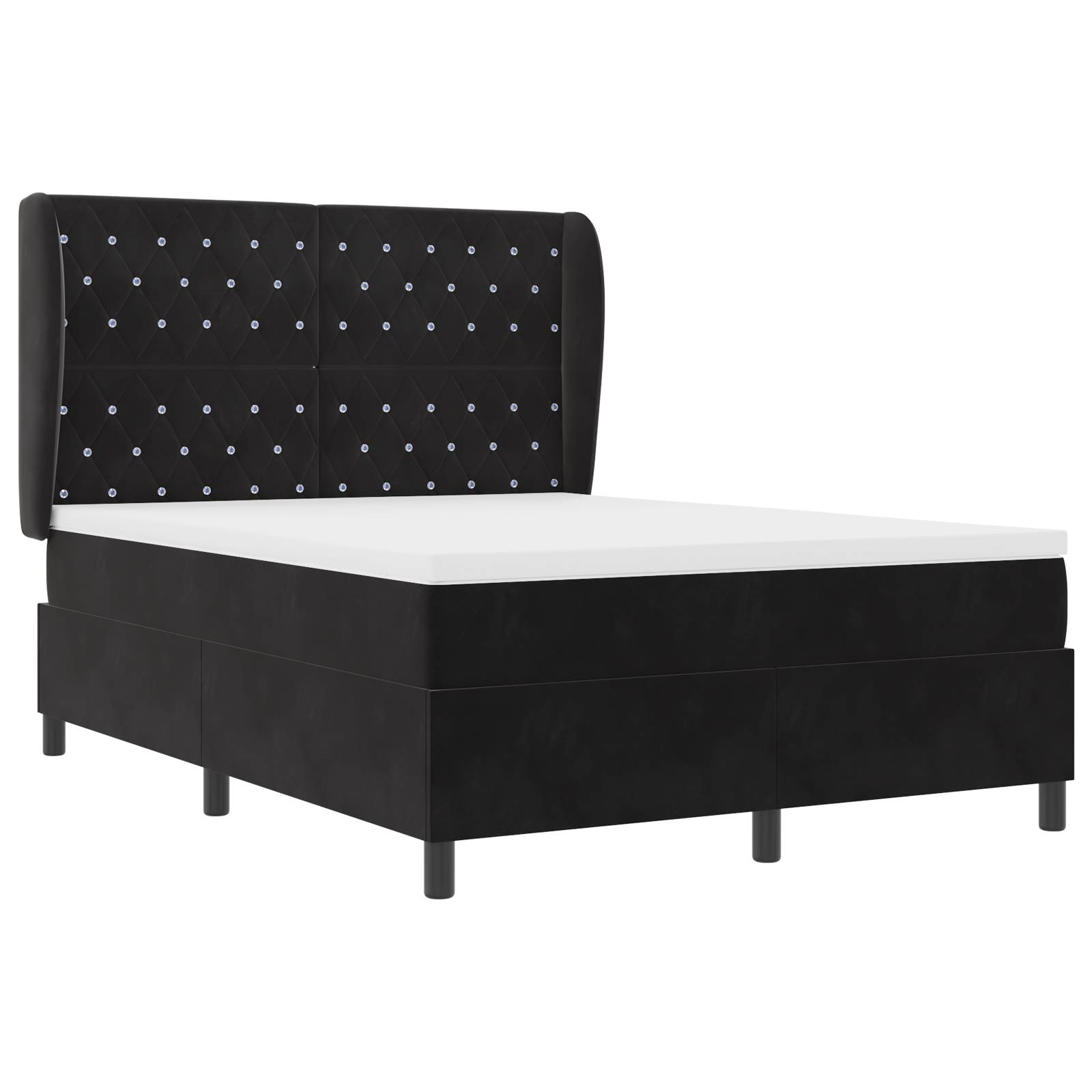 vidaXL Boxspringbett mit Matratze Schwarz 140x200 cm Samt