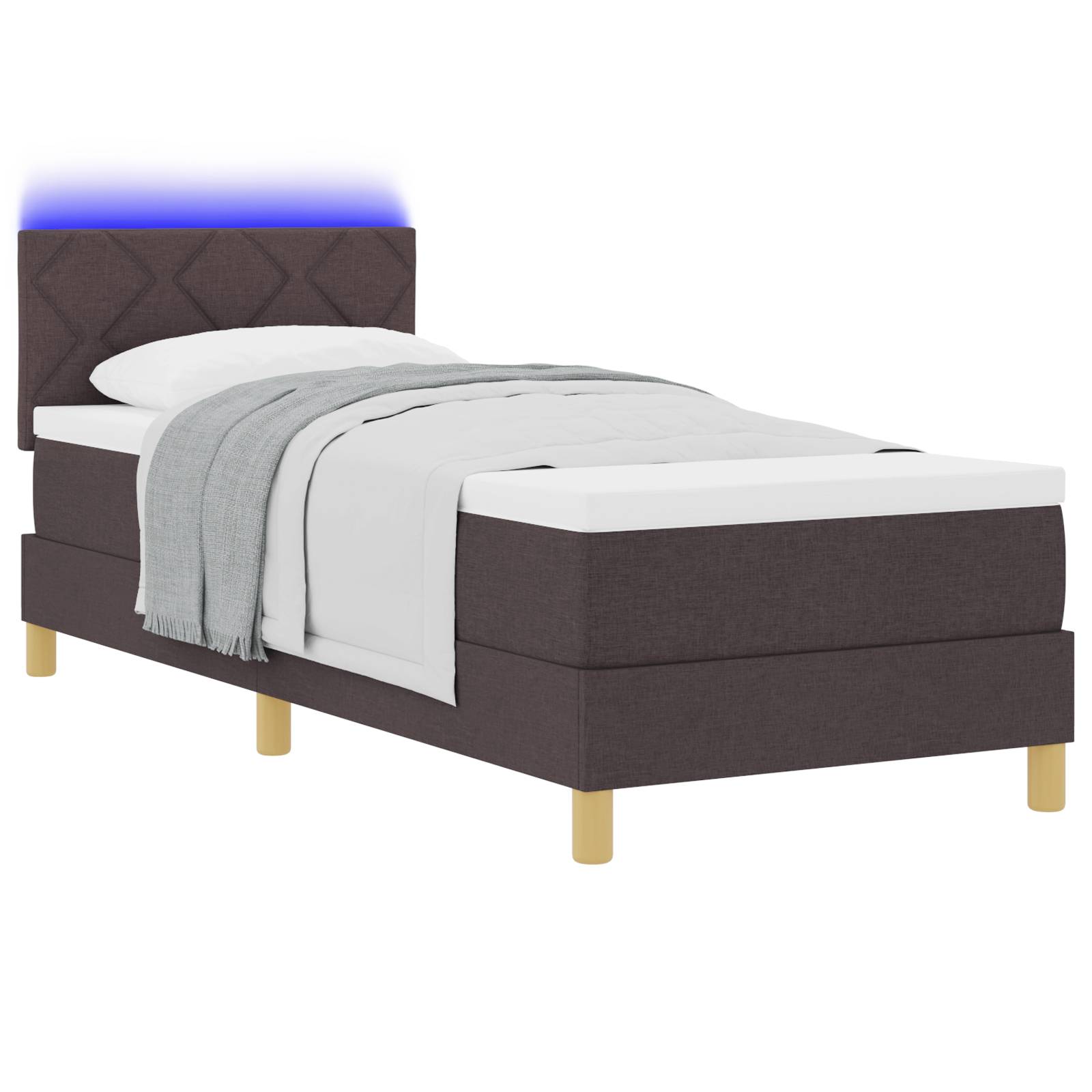 vidaXL Boxspringbett mit Matratze &amp; LED Dunkelbraun 80x200 cm Stoff