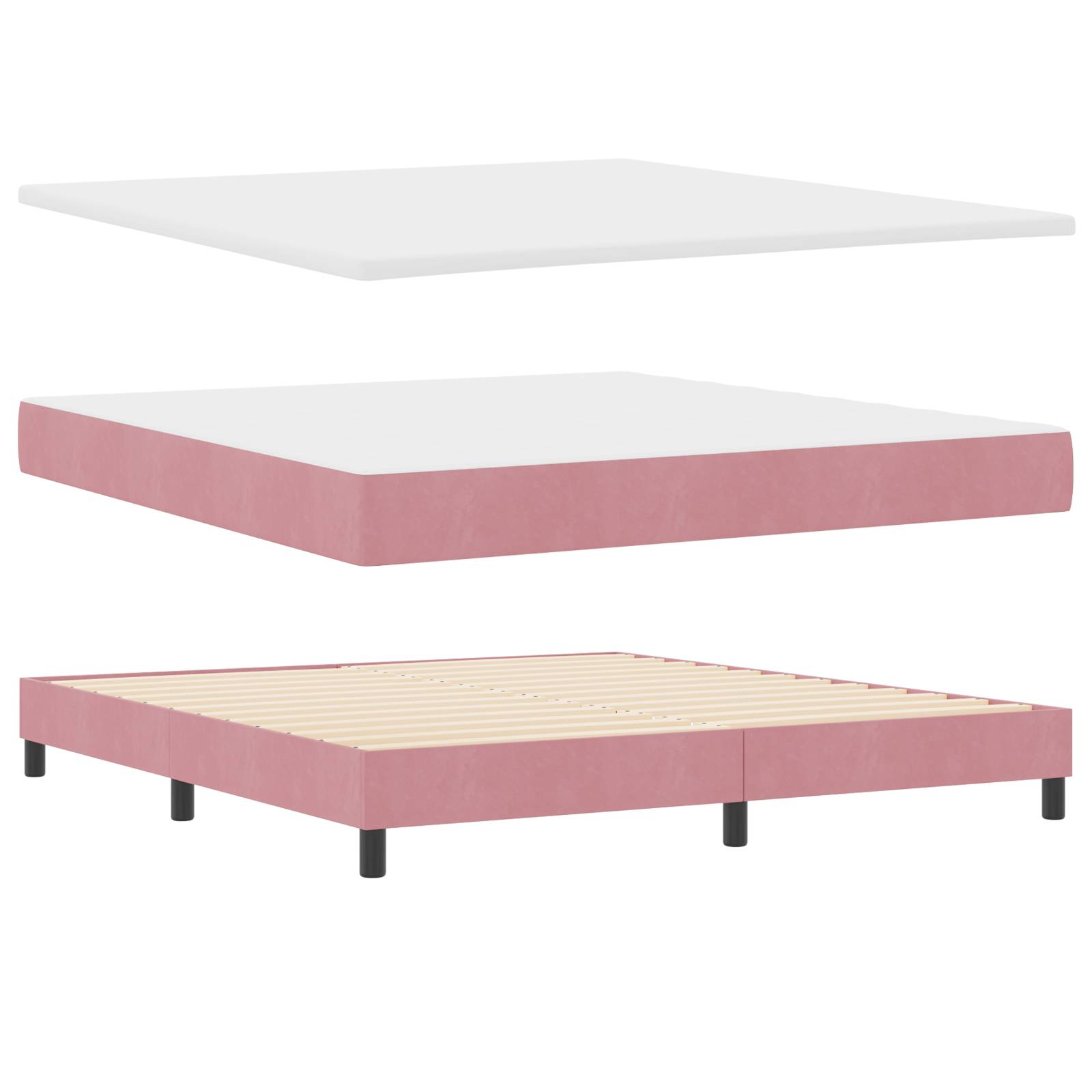vidaXL Boxspringbett mit Matratze Rosa 180x200 cm Samt