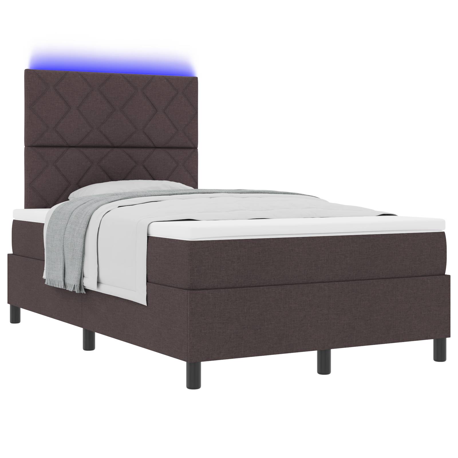 vidaXL Boxspringbett mit Matratze und LED in Dunkelbraun, 120 x 200 cm