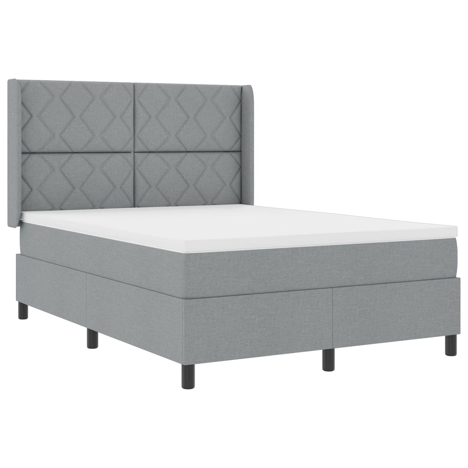 vidaXL Boxspringbett mit Matratze Hellgrau 140x190 cm Stoff