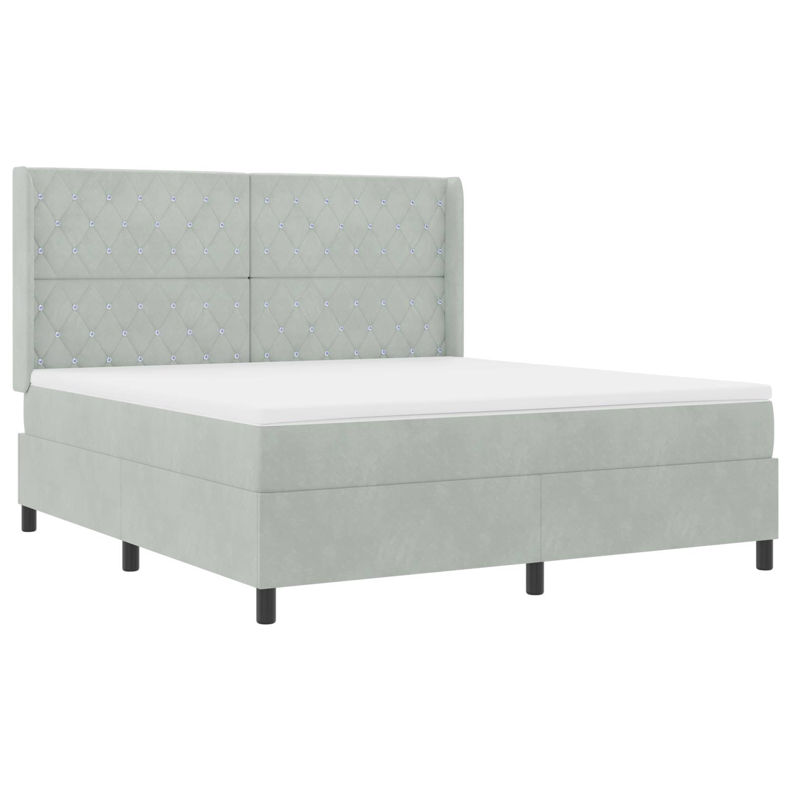 vidaXL LED Boxspringbett mit Matratze Hellgrau 180x200 cm Samt