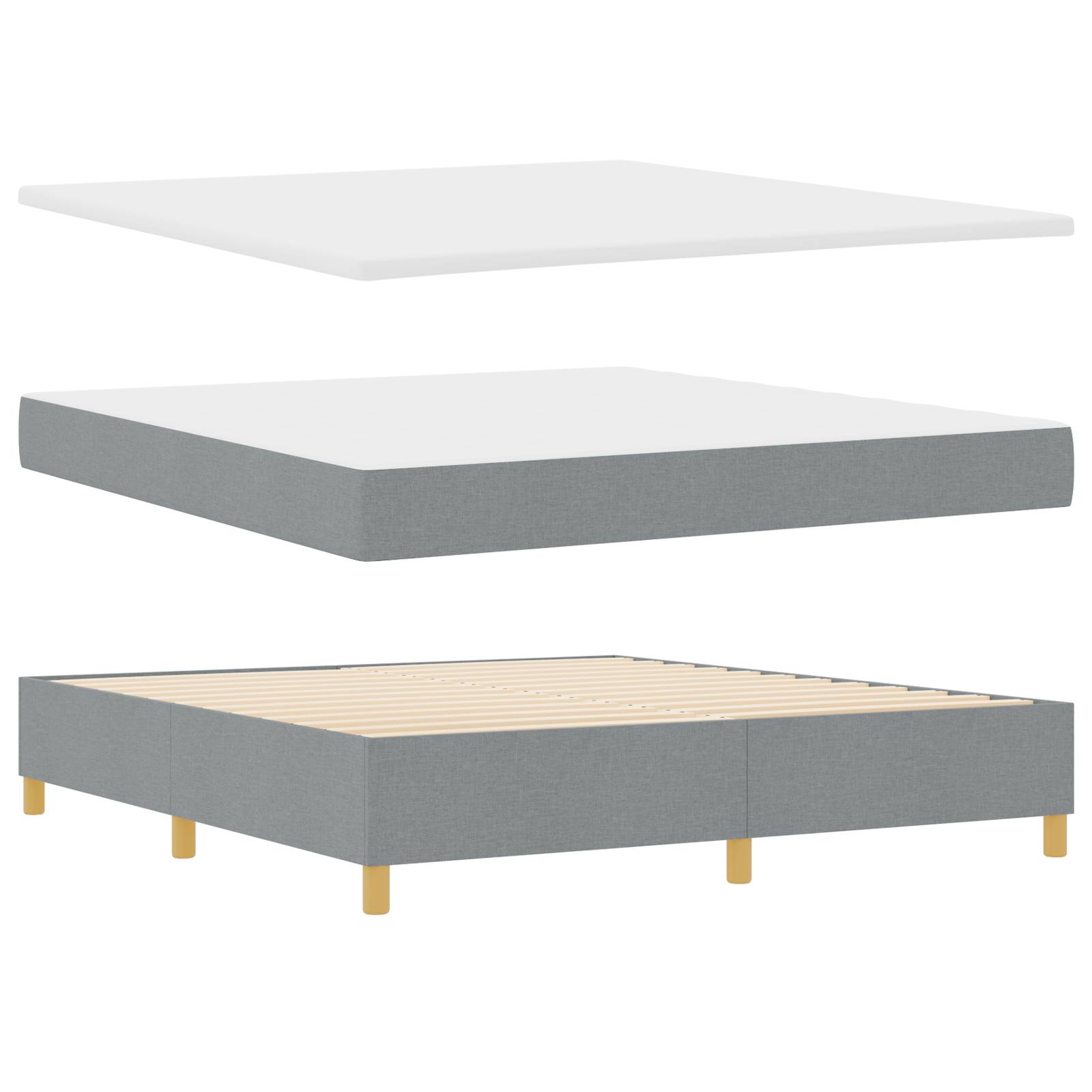 vidaXL Boxspringbett mit Matratze Hellgrau 180x200 cm Stoff