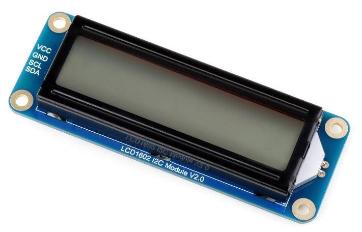Waveshare LCD1602 I2C Display Modul, 16x2 Zeichen-LCD, AiP31068 Treiber, 3,3-5V - Farbe: Grau