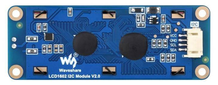Waveshare LCD1602 I2C Display Modul, 16x2 Zeichen-LCD, AiP31068 Treiber, 3,3-5V - Farbe: Grau