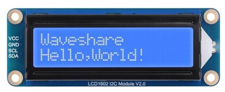 Waveshare LCD1602 I2C Display Modul, 16x2 Zeichen-LCD, AiP31068 Treiber, 3,3-5V - Farbe: Blau