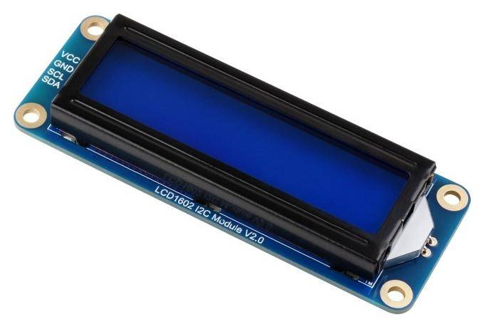 Waveshare LCD1602 I2C Display Modul, 16x2 Zeichen-LCD, AiP31068 Treiber, 3,3-5V - Farbe: Blau