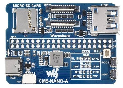 Waveshare Nano Base Board A, für Raspberry Pi CM5, USB 3.2 Gen1, MIPI, GPIO 40-Pin, 5V