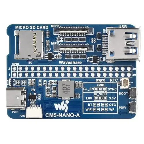 Waveshare Nano Base Board A, für Raspberry Pi CM5, USB 3.2 Gen1, MIPI, GPIO 40-Pin, 5V Waveshare Nano Base Board A, für Raspberry Pi CM5, USB 3.2 Gen1, MIPI, GPIO 40-Pin, 5V