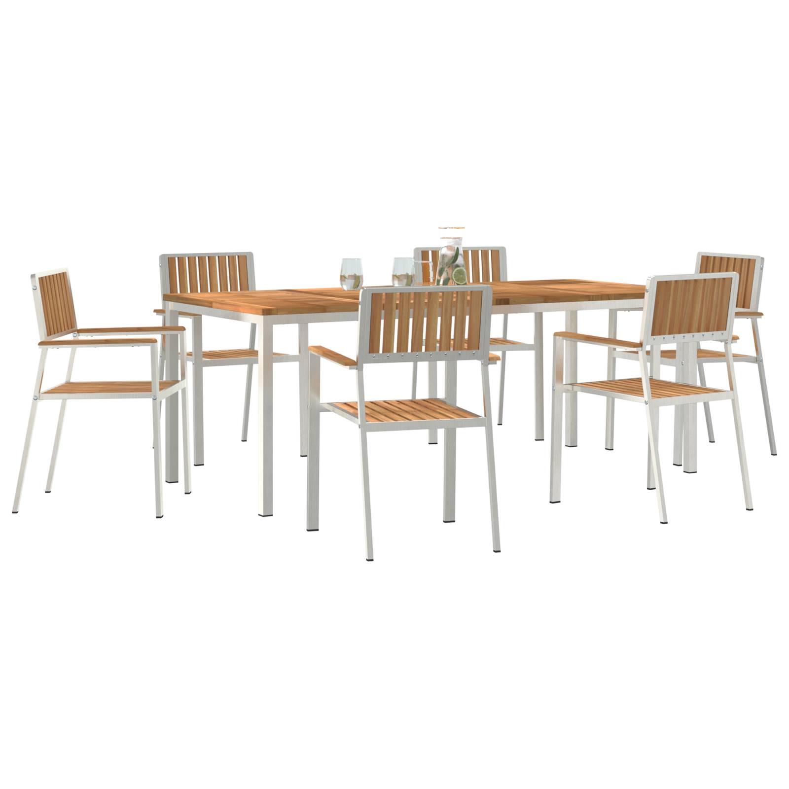 vidaXL 7-teiliges Garten Essgruppe Massivholz Teak