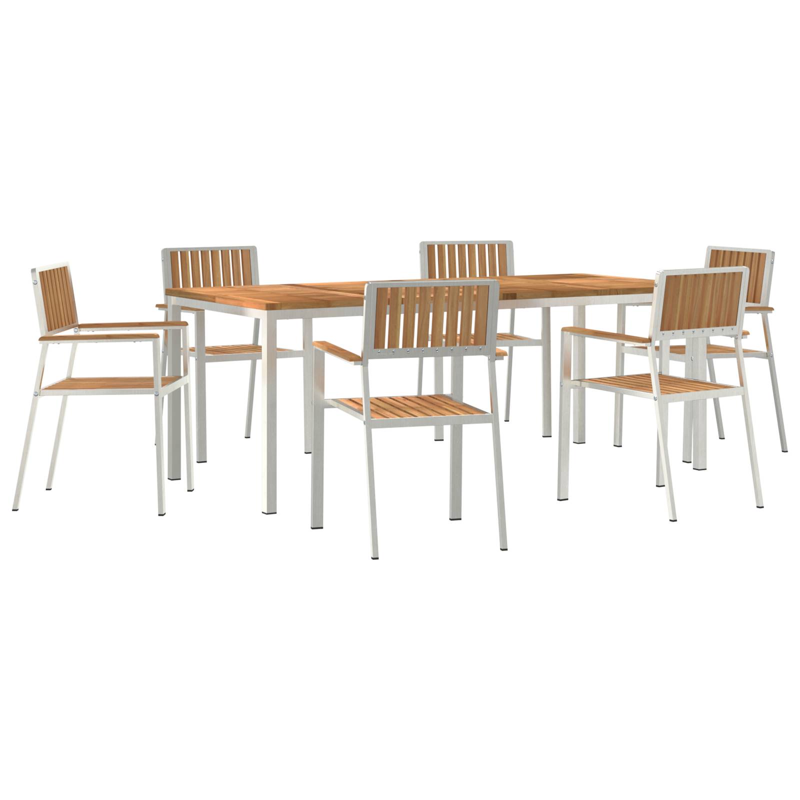 vidaXL 7-teiliges Garten Essgruppe Massivholz Teak