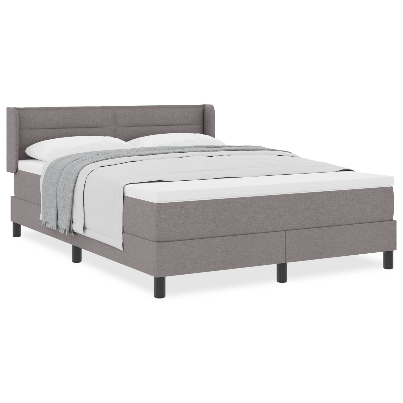 vidaXL Boxspringbett mit Matratze in Taupe, 160x200 cm Stoff