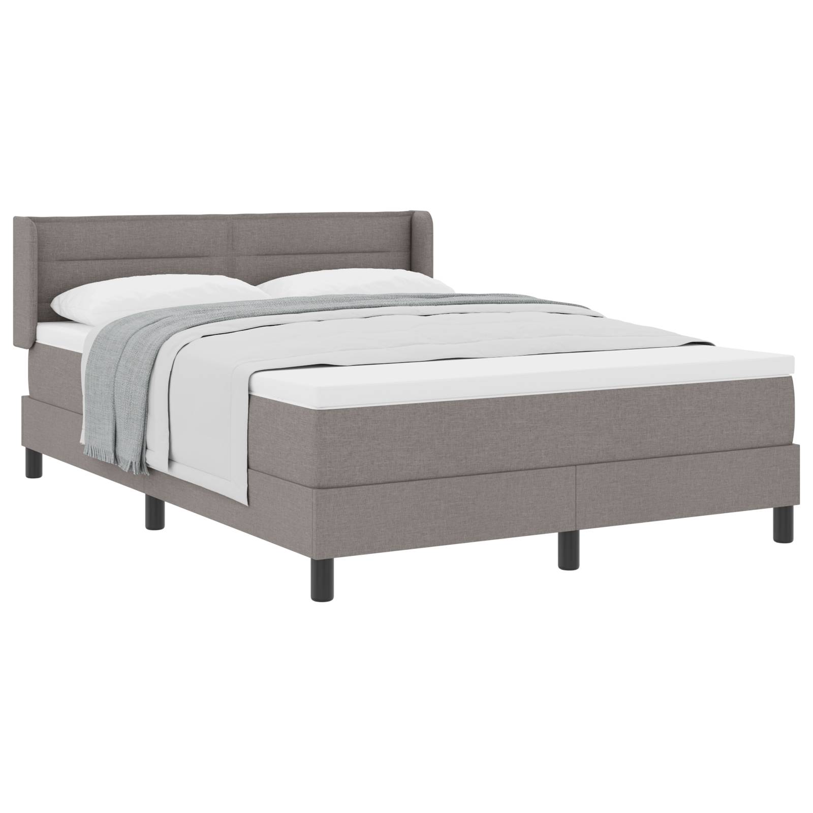 vidaXL Boxspringbett mit Matratze in Taupe, 160x200 cm Stoff