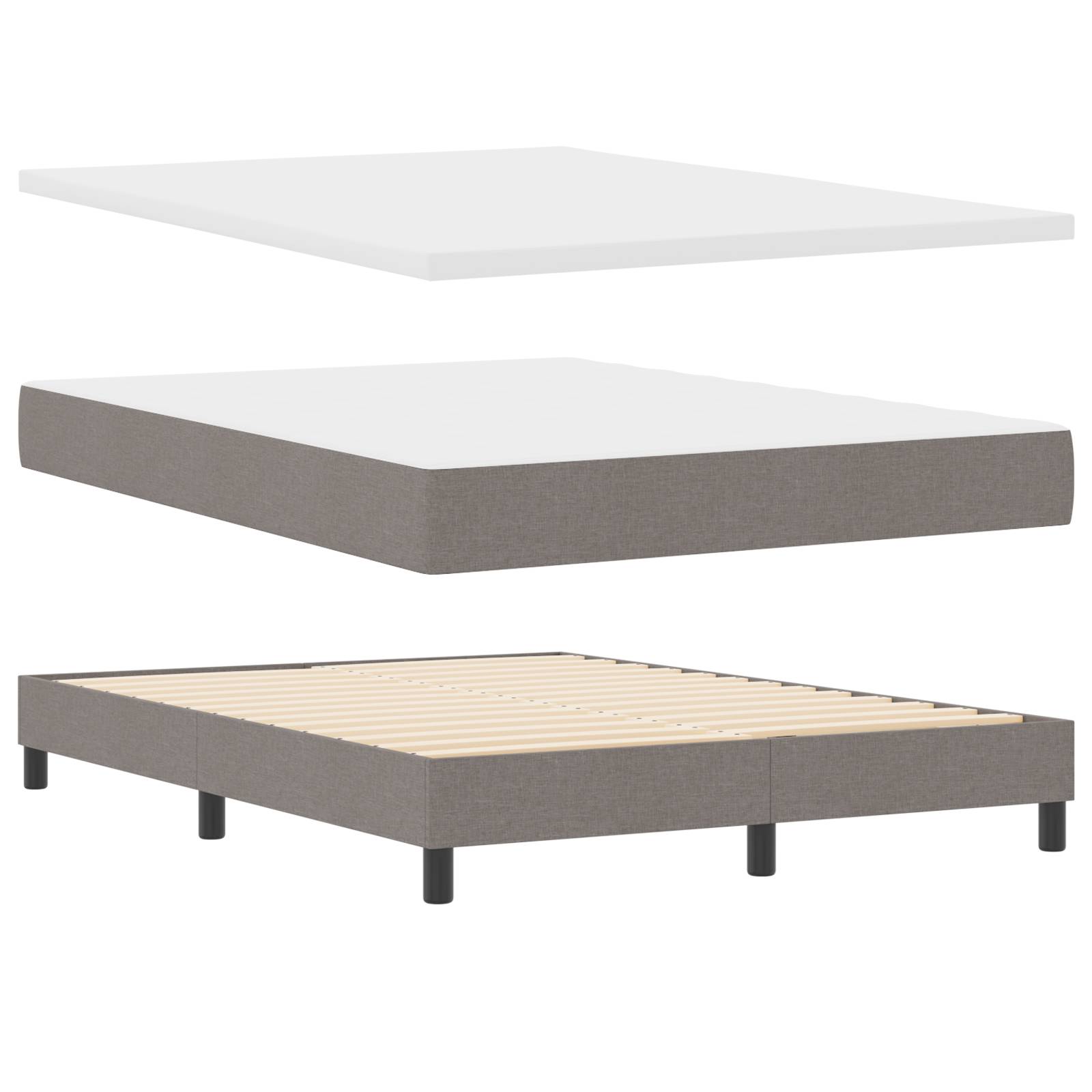 vidaXL Boxspringbett mit Matratze in Taupe, 160x200 cm Stoff