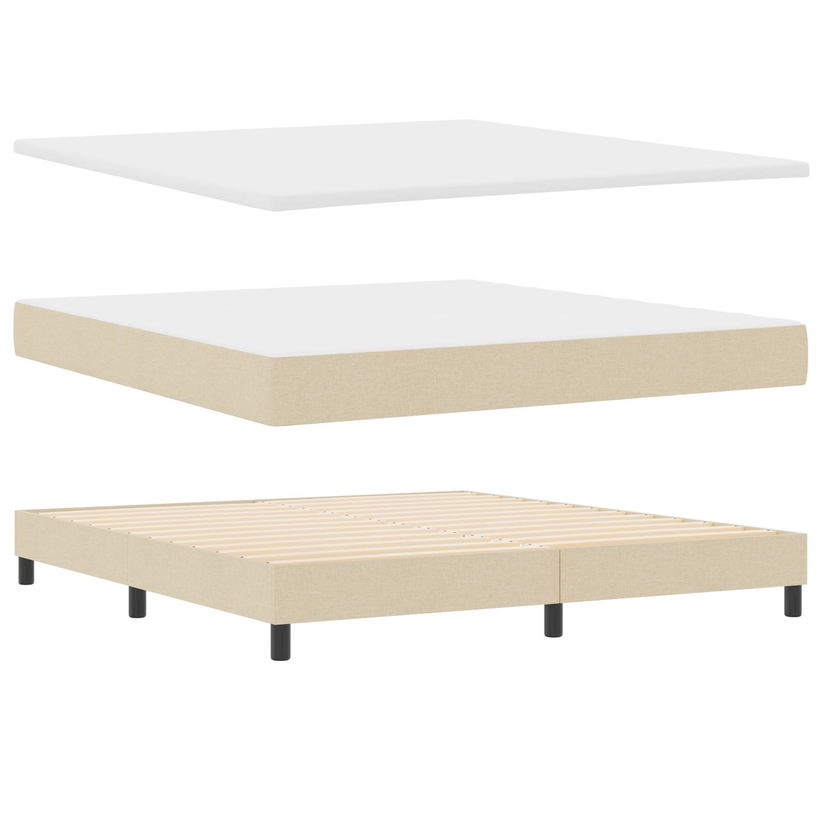 vidaXL Boxspringbett mit Matratze Creme 180x200 cm Stoff