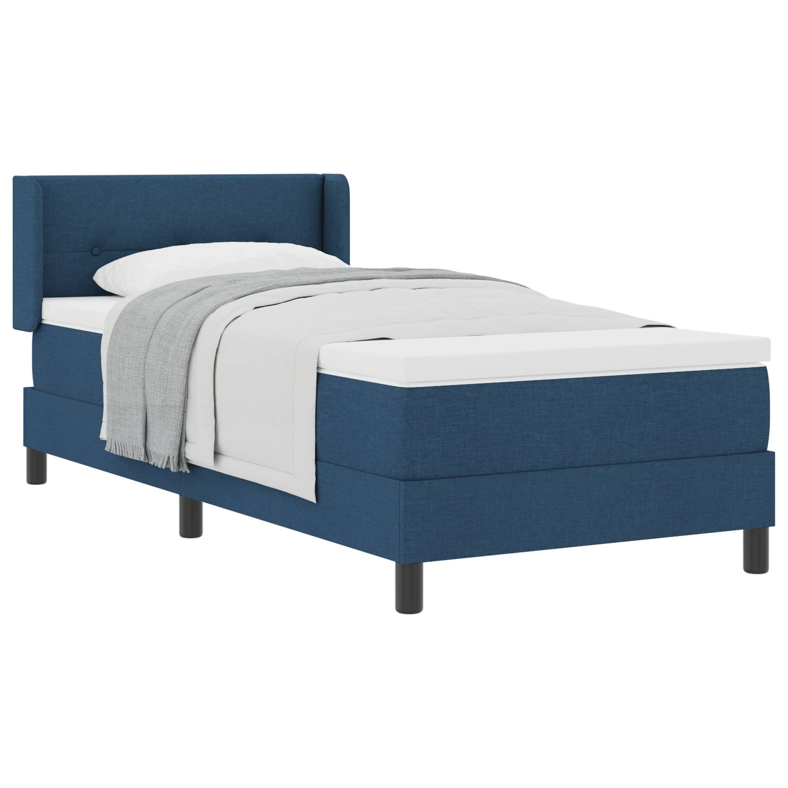 vidaXL Boxspringbett mit Matratze in Blau – 90 x 200 cm, Stoff