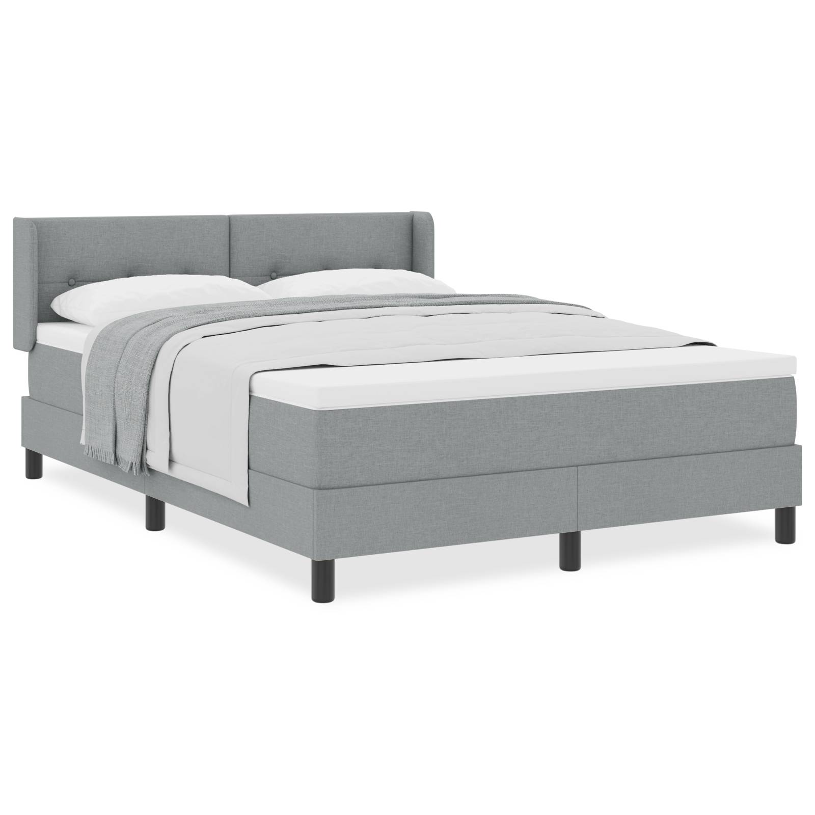 vidaXL Boxspringbett mit Matratze - Hellgrau, 140 x 190 cm - Stoff