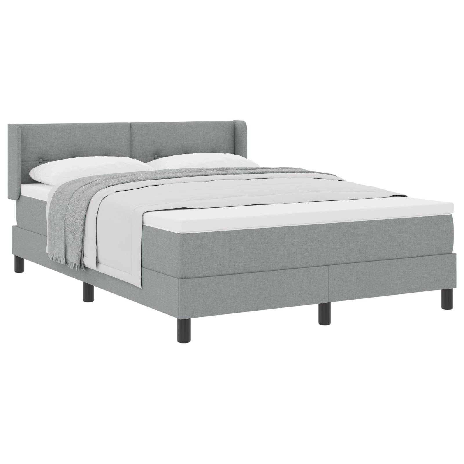 vidaXL Boxspringbett mit Matratze - Hellgrau, 140 x 190 cm - Stoff
