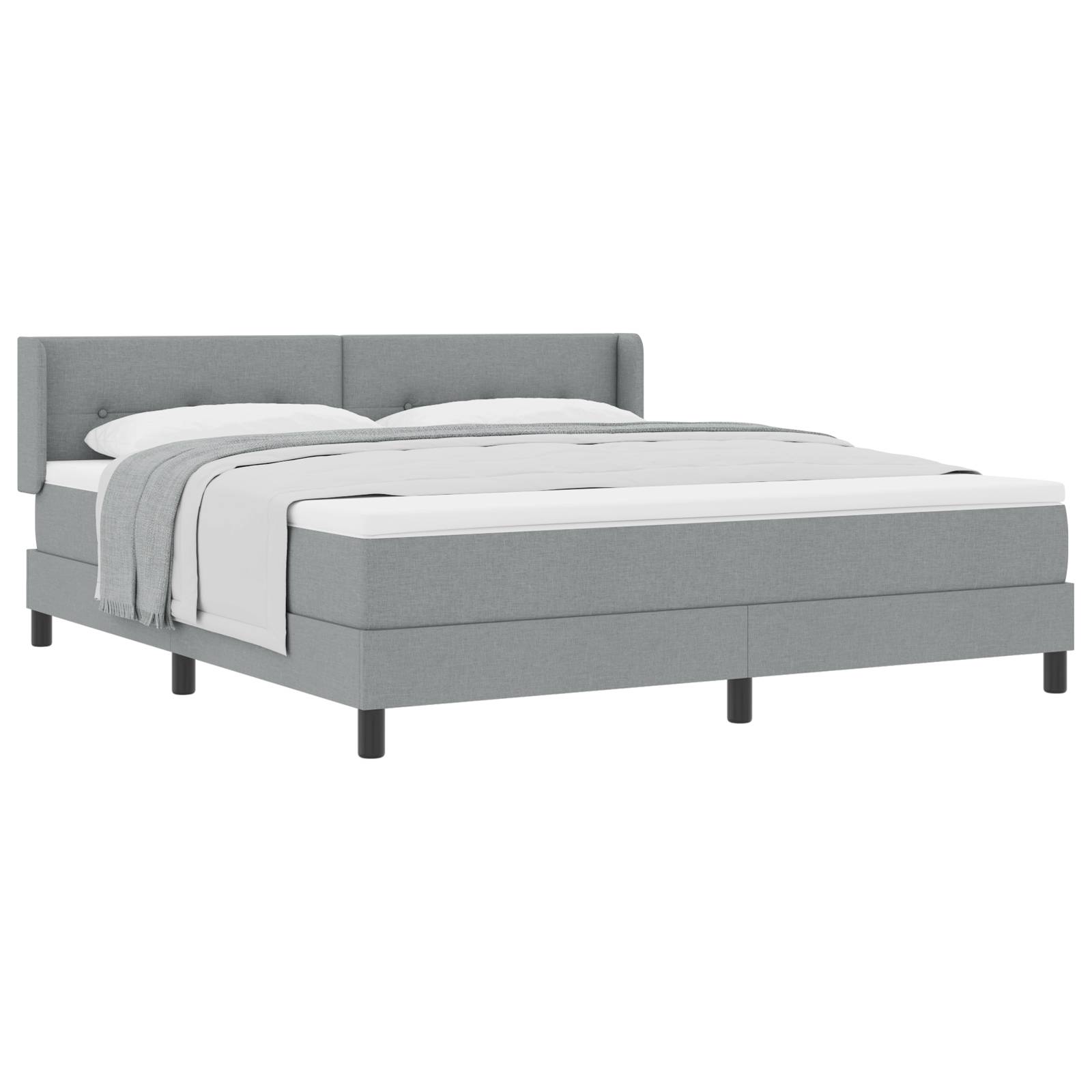 vidaXL Boxspringbett mit Matratze - Hellgrau, 180 x 200 cm, Stoff