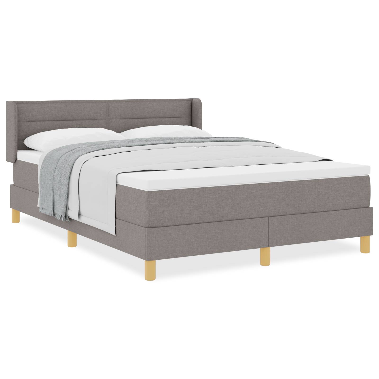 vidaXL Boxspringbett mit Matratze in Taupe, 140 x 190 cm Stoff